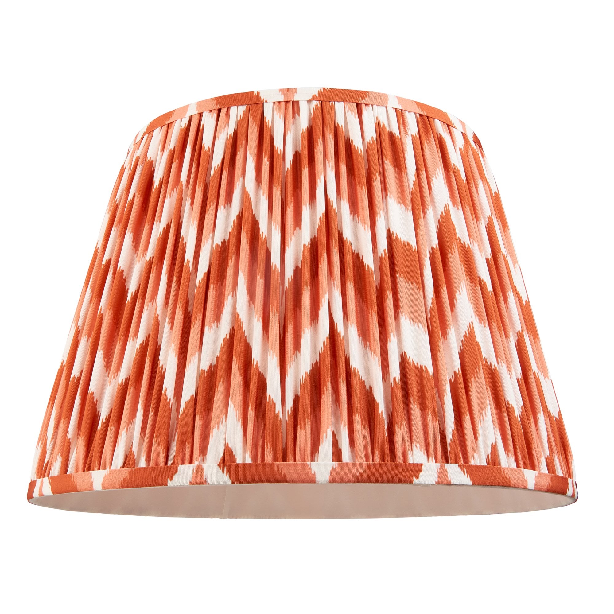 Endon Higgledy Gloss Almond White Floor Lamp & Zigzag 40cm Apricot Orange Shade