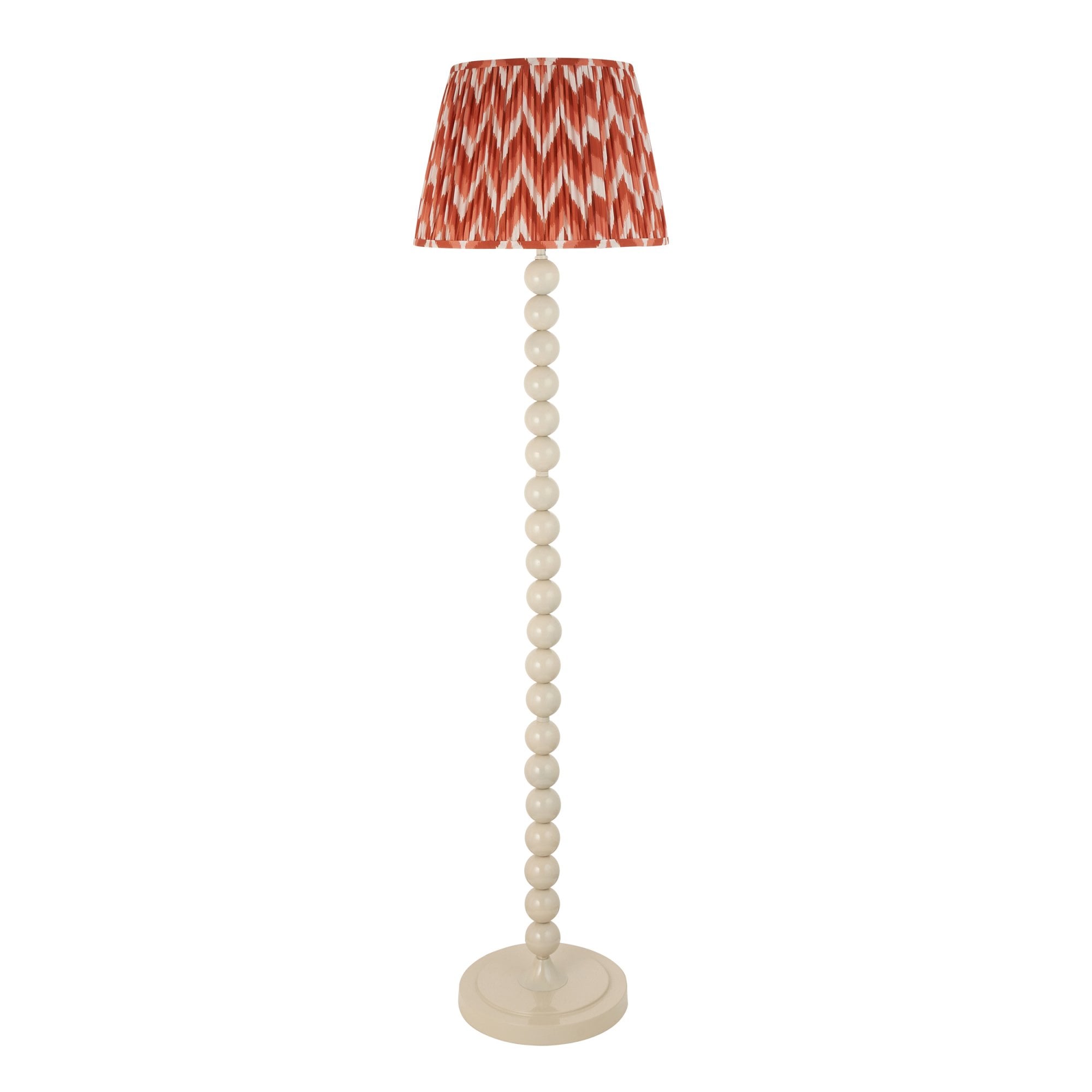 Endon Higgledy Gloss Almond White Floor Lamp & Zigzag 40cm Apricot Orange Shade