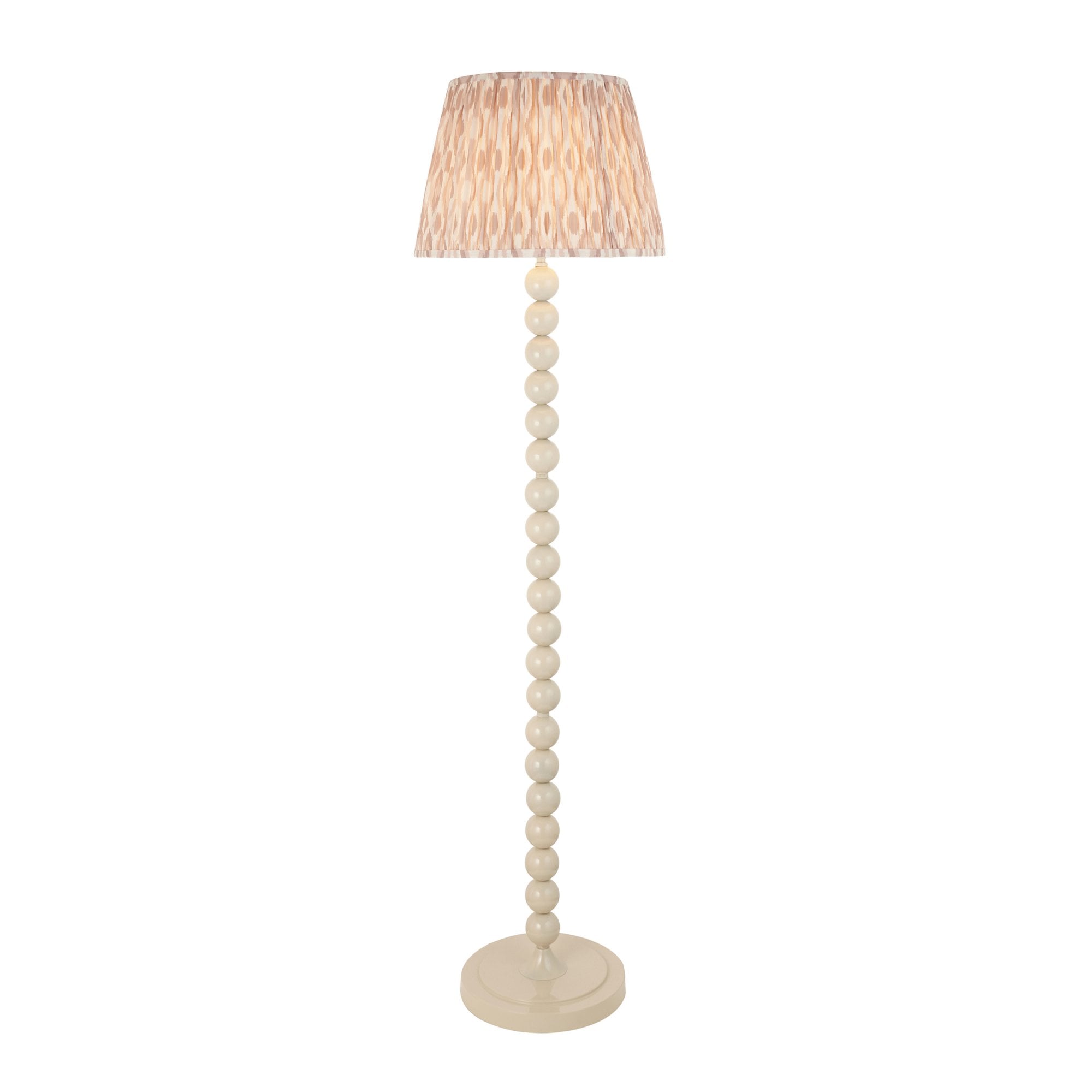 Endon Higgledy Gloss Almond White Floor Lamp & Ikat 40cm Neutral Shade