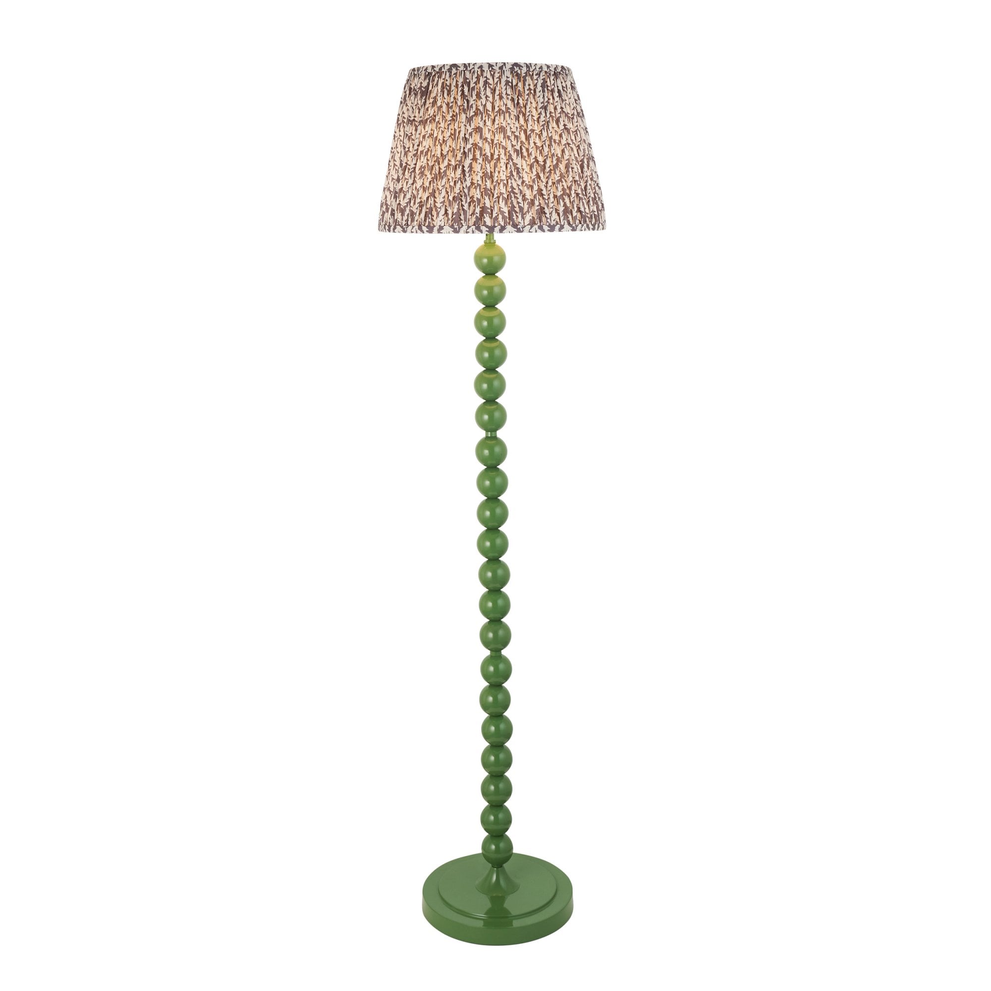Endon Higgledy Gloss Cotswold Green Floor Lamp & Leaf 40cm Pearl Grey Shade