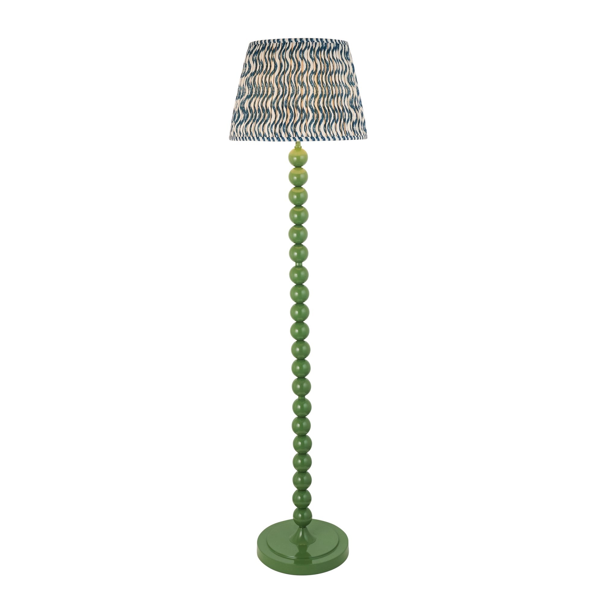 Endon Higgledy Gloss Cotswold Green Floor Lamp & Ripple 40cm Marlin Blue Shade