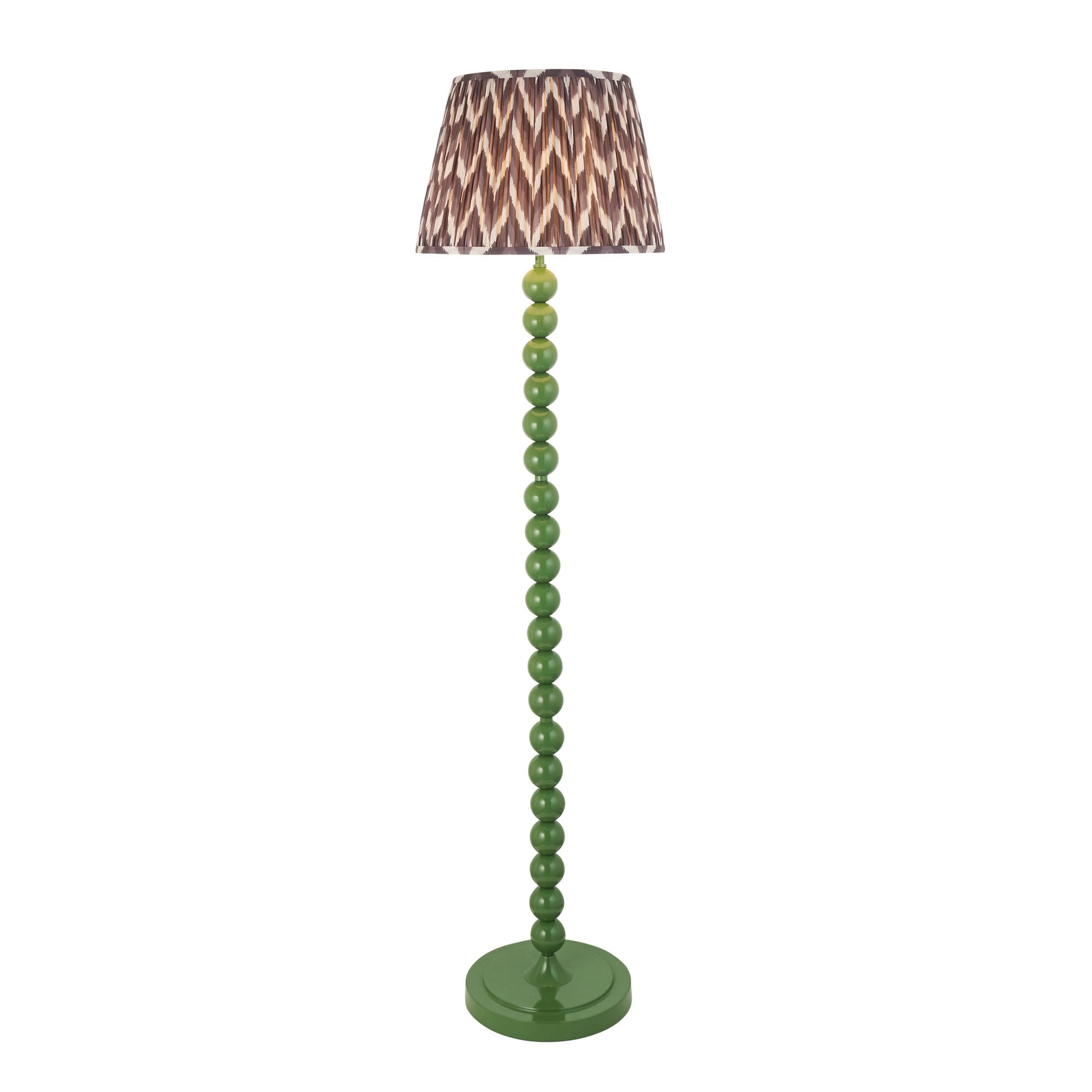 Endon Higgledy Gloss Cotswold Green Floor Lamp & Zigzag 40cm Pearl Grey Shade