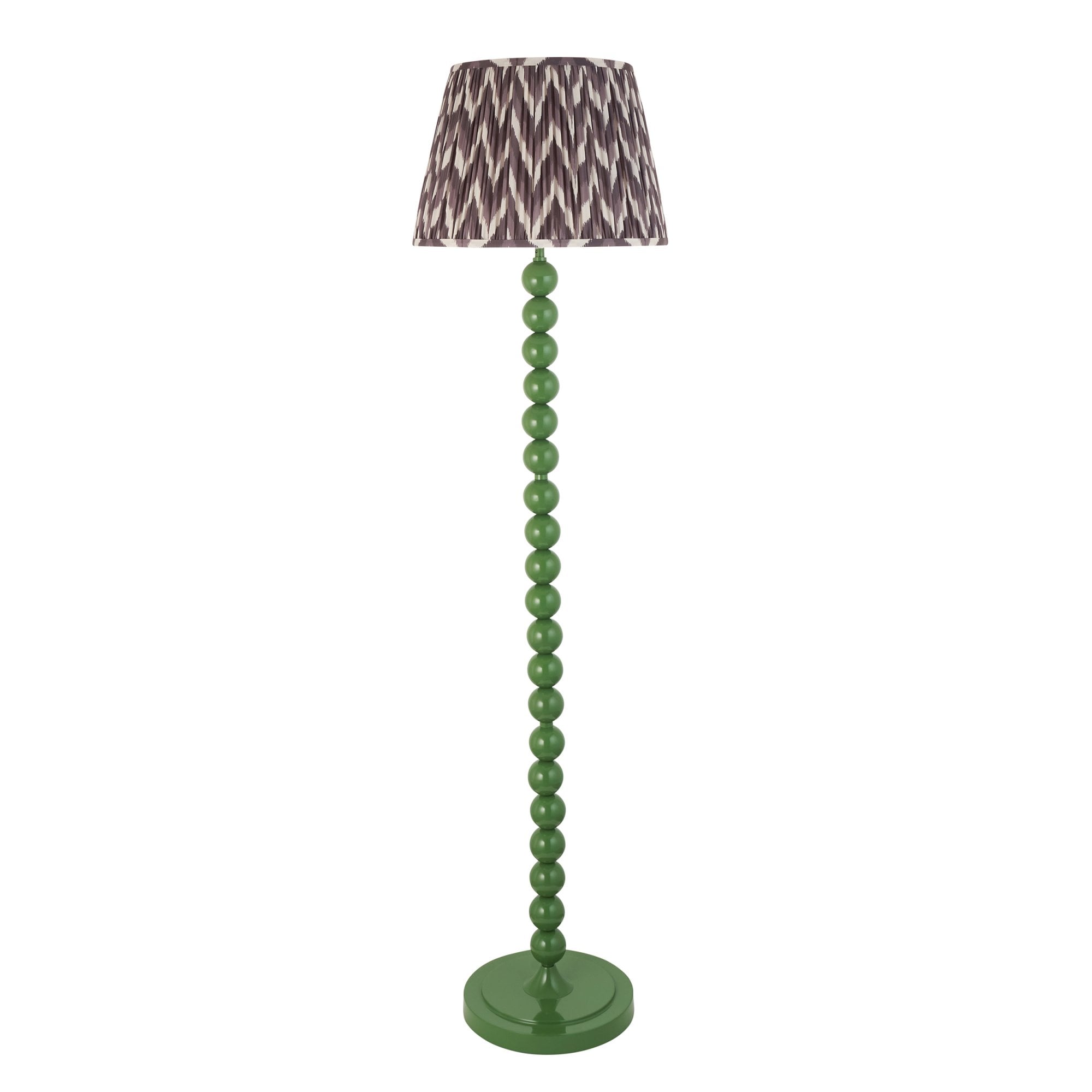 Endon Higgledy Gloss Cotswold Green Floor Lamp & Zigzag 40cm Pearl Grey Shade