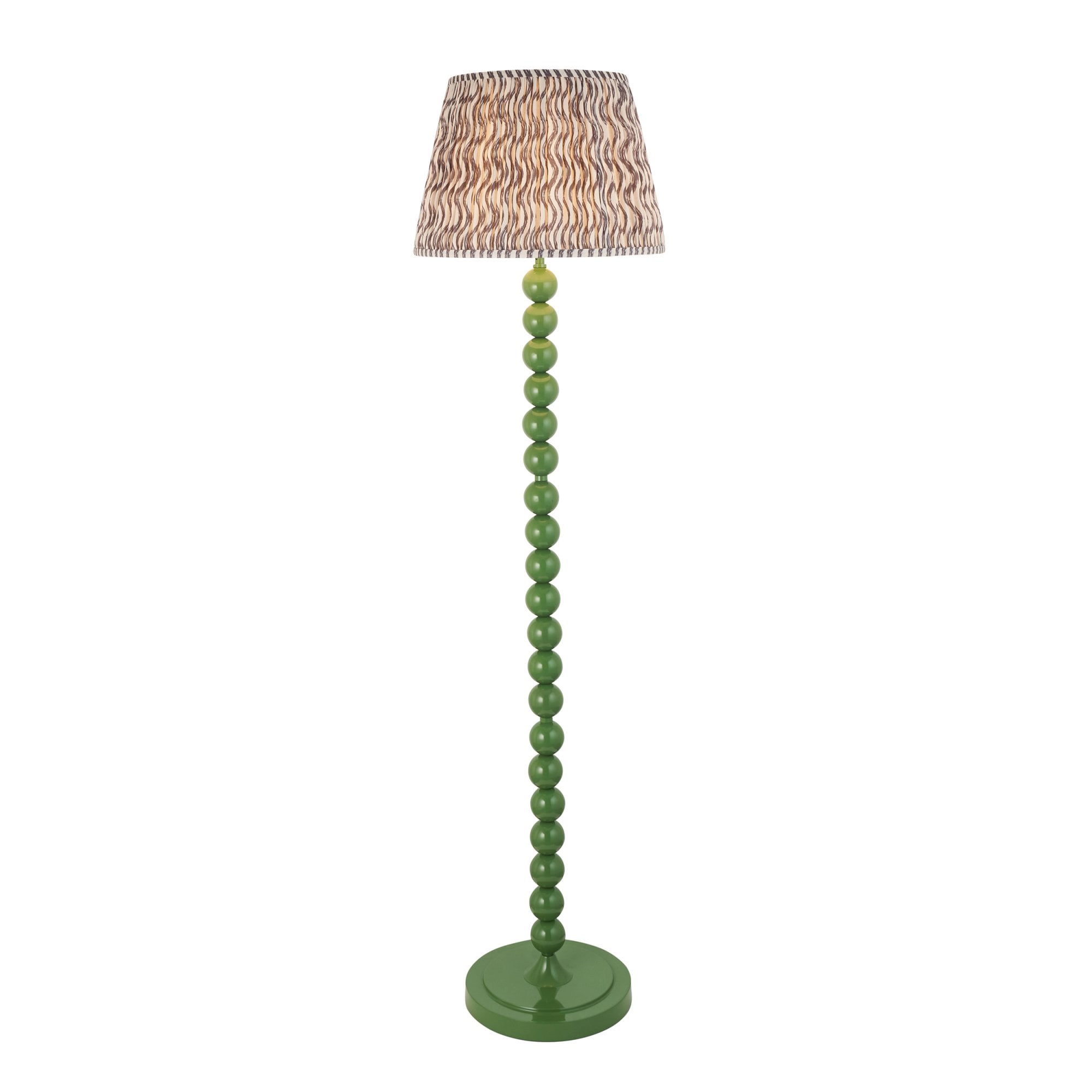 Endon Higgledy Gloss Cotswold Green Floor Lamp & Ripple 40cm Pearl Grey Shade