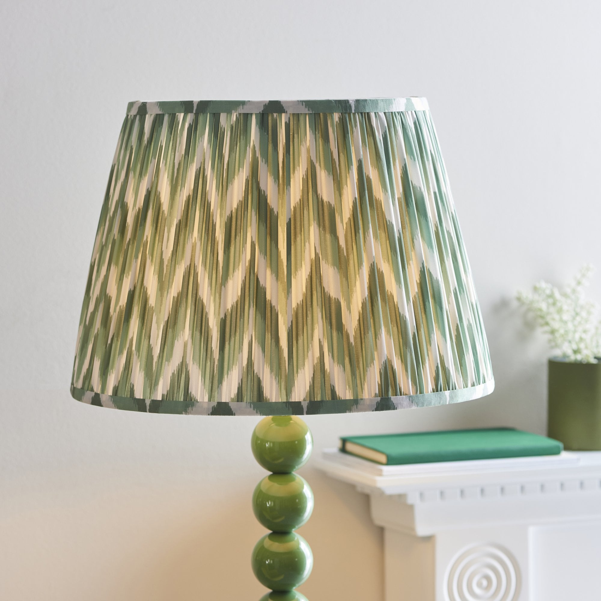 Endon Higgledy Gloss Cotswold Green Floor Lamp & Zigzag 40cm Cotswold Green Shade