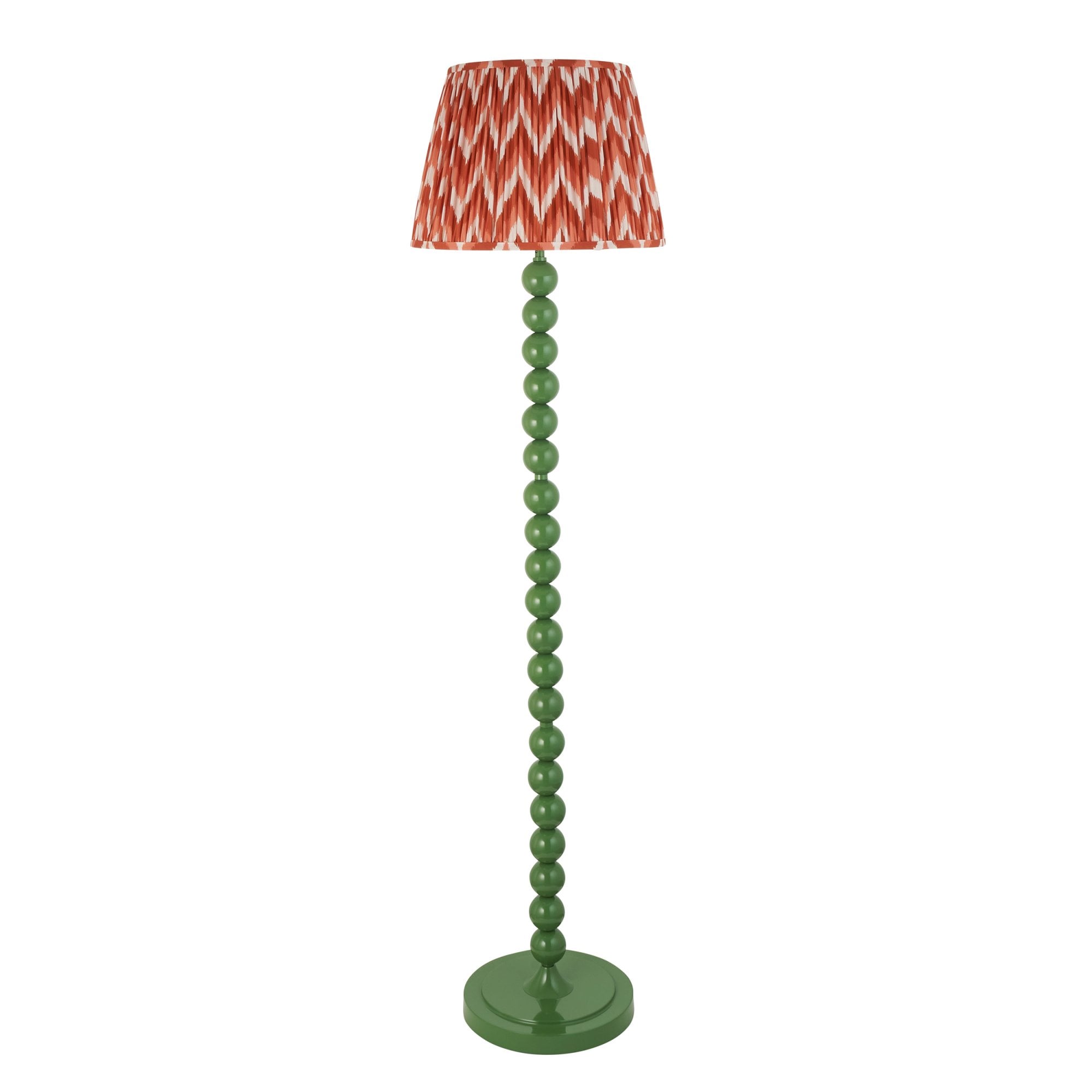 Endon Higgledy Gloss Cotswold Green Floor Lamp & Zigzag 40cm Apricot Orange Shade