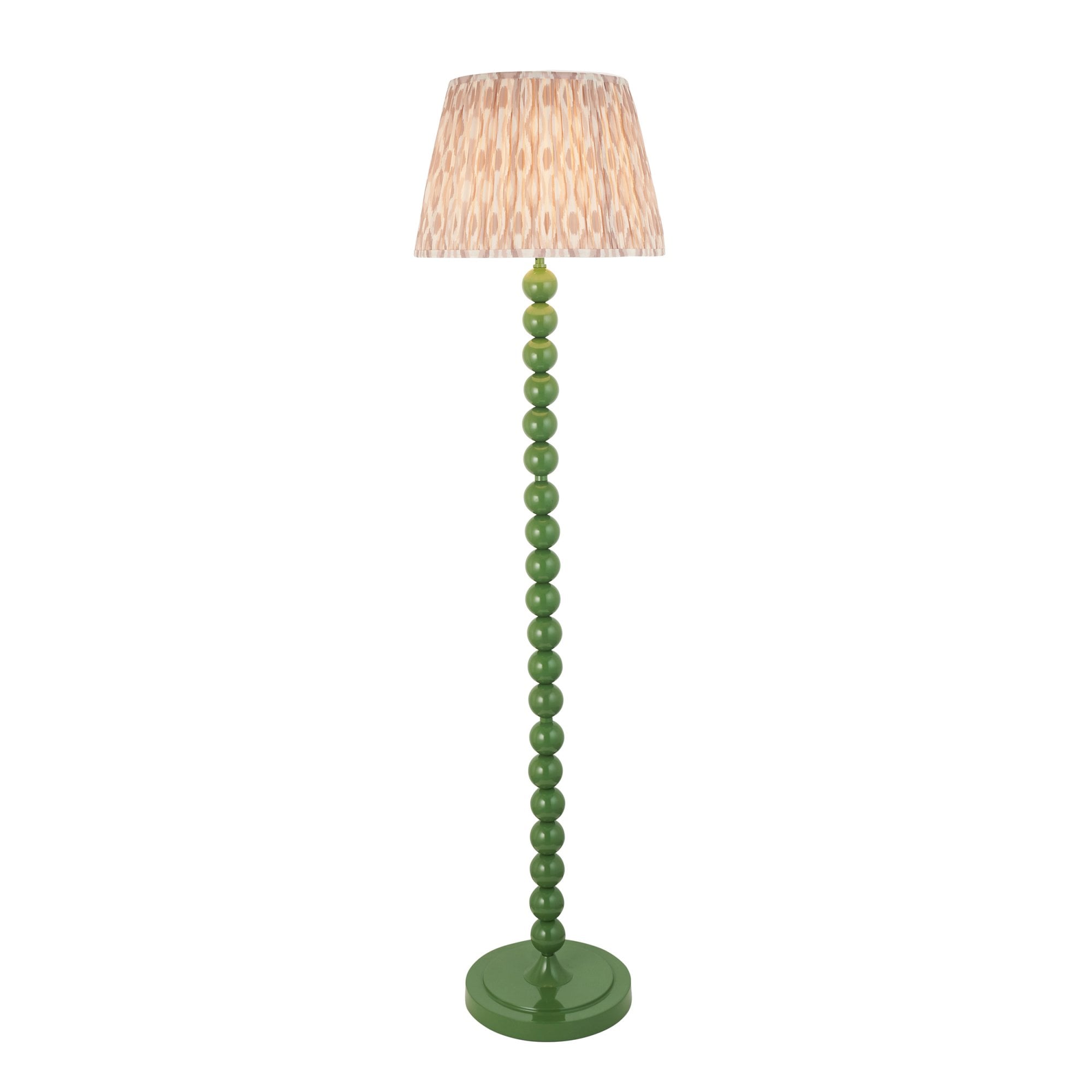 Endon Higgledy Gloss Cotswold Green Floor Lamp & Ikat 40cm Neutral Shade
