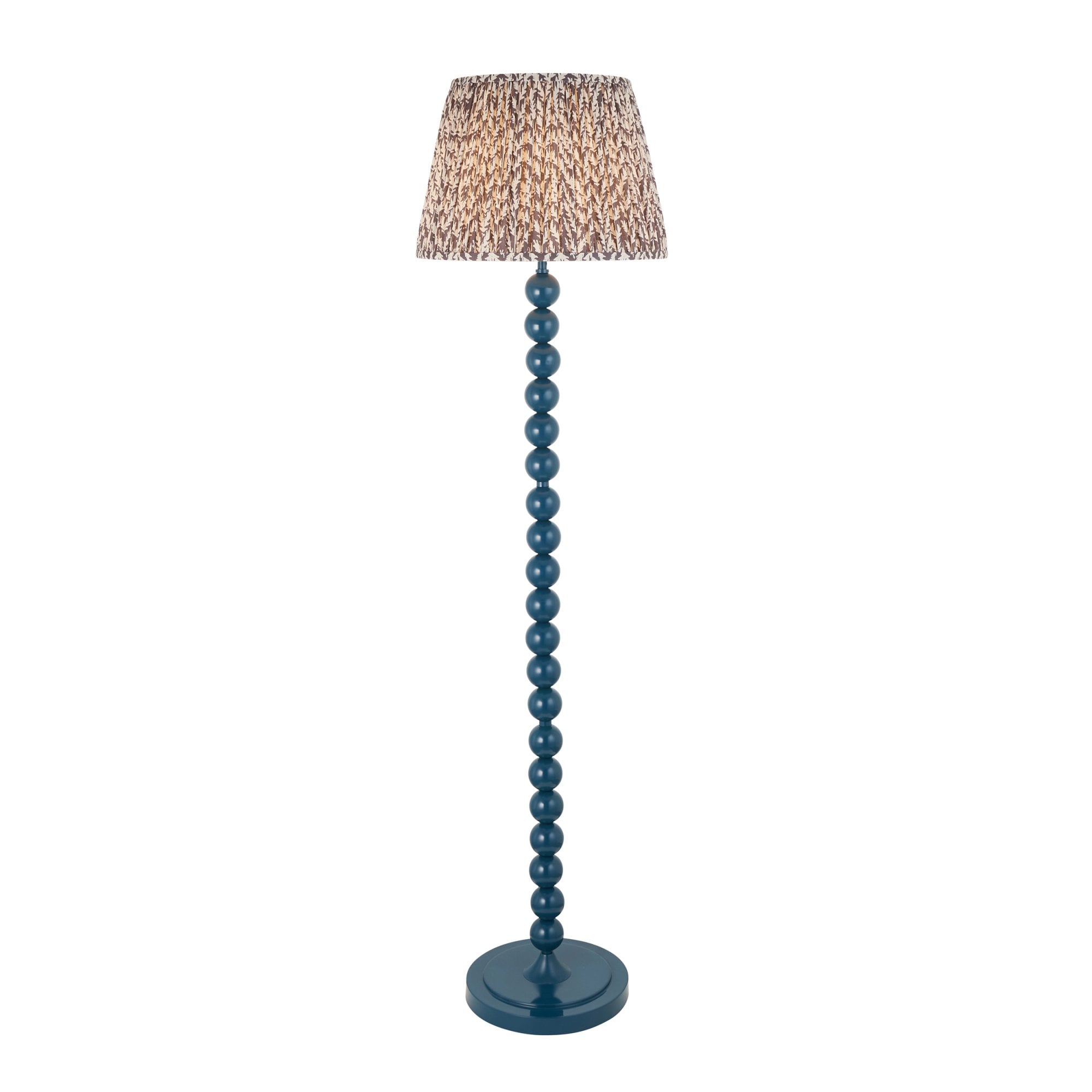 Endon Higgledy Gloss Marlin Blue Floor Lamp & Leaf 40cm Pearl Grey Shade