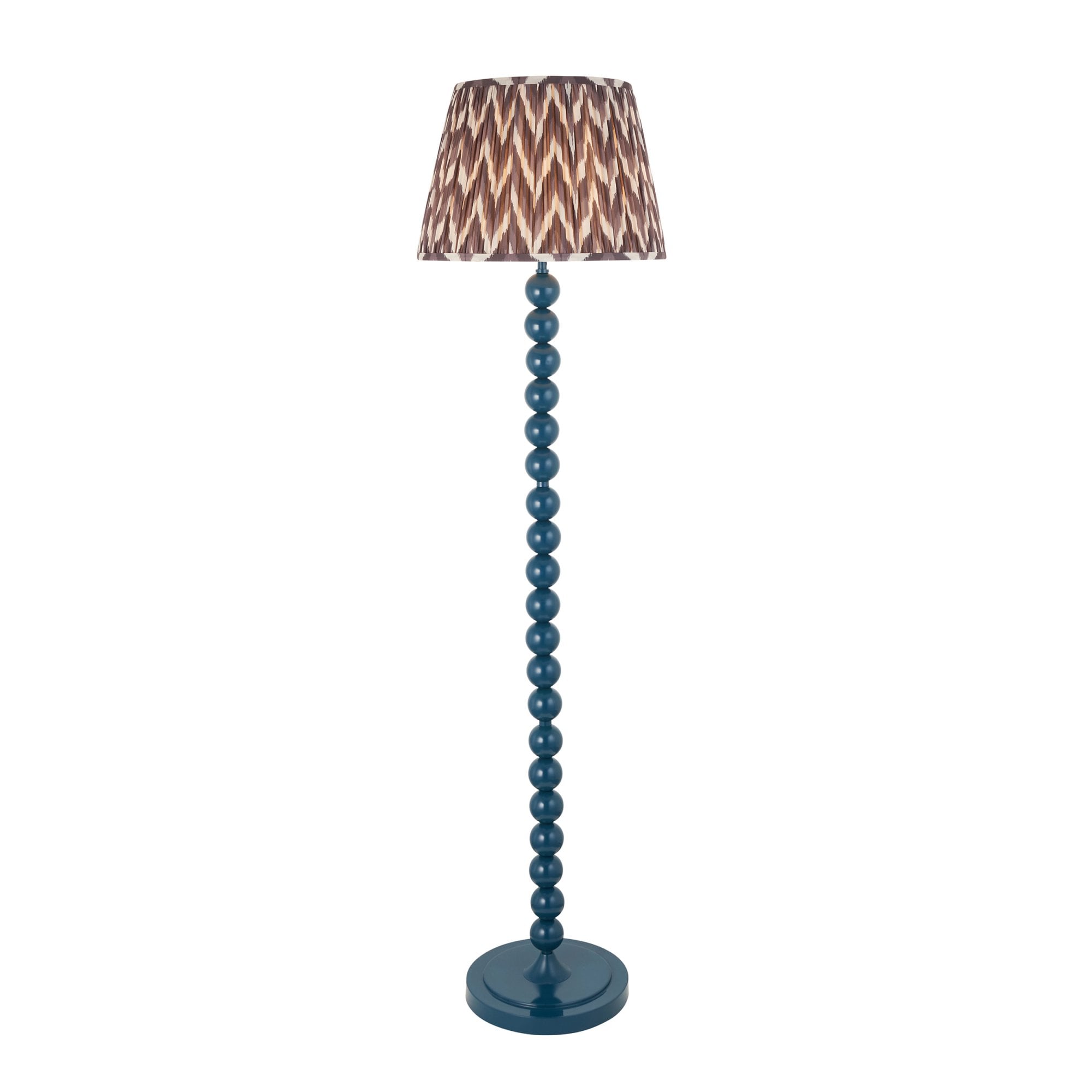 Endon Higgledy Gloss Marlin Blue Floor Lamp & Zigzag 40cm Pearl Grey Shade