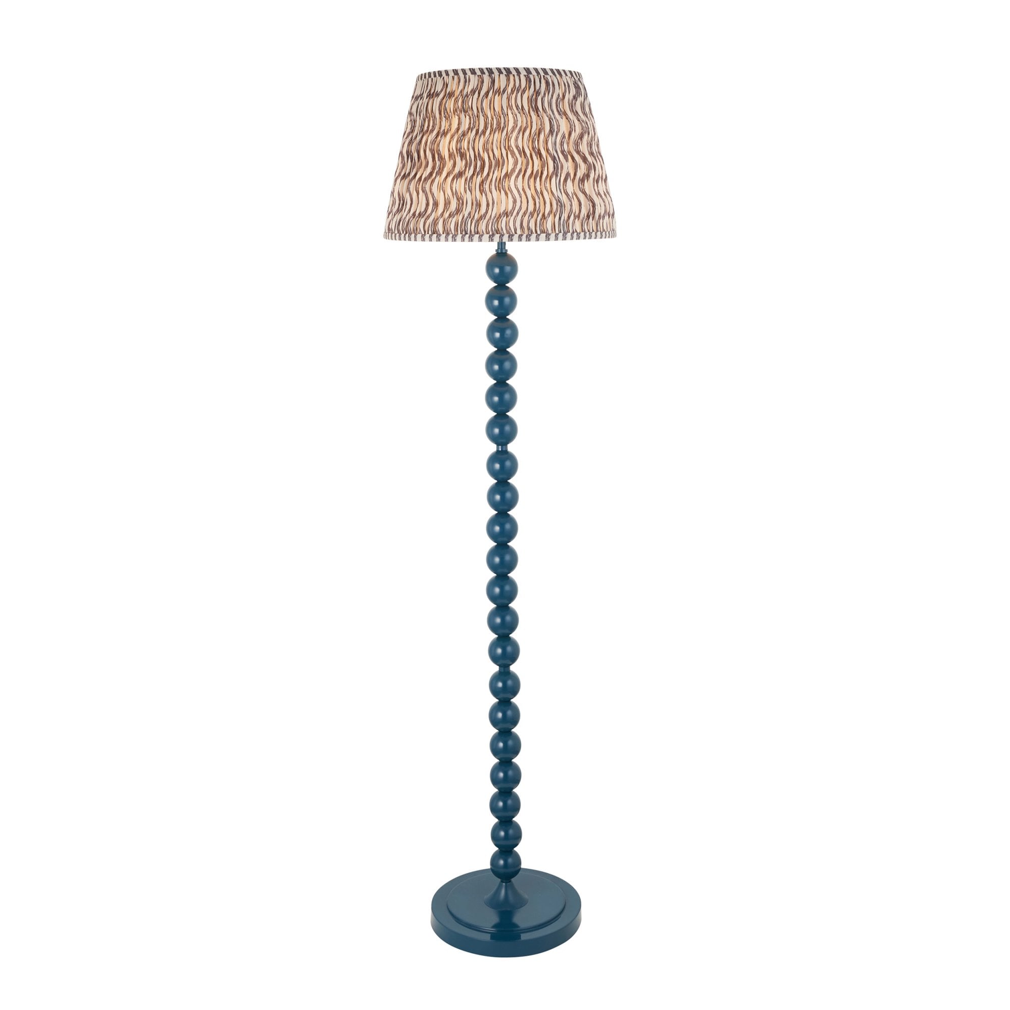 Endon Higgledy Gloss Marlin Blue Floor Lamp & Ripple 40cm Pearl Grey Shade