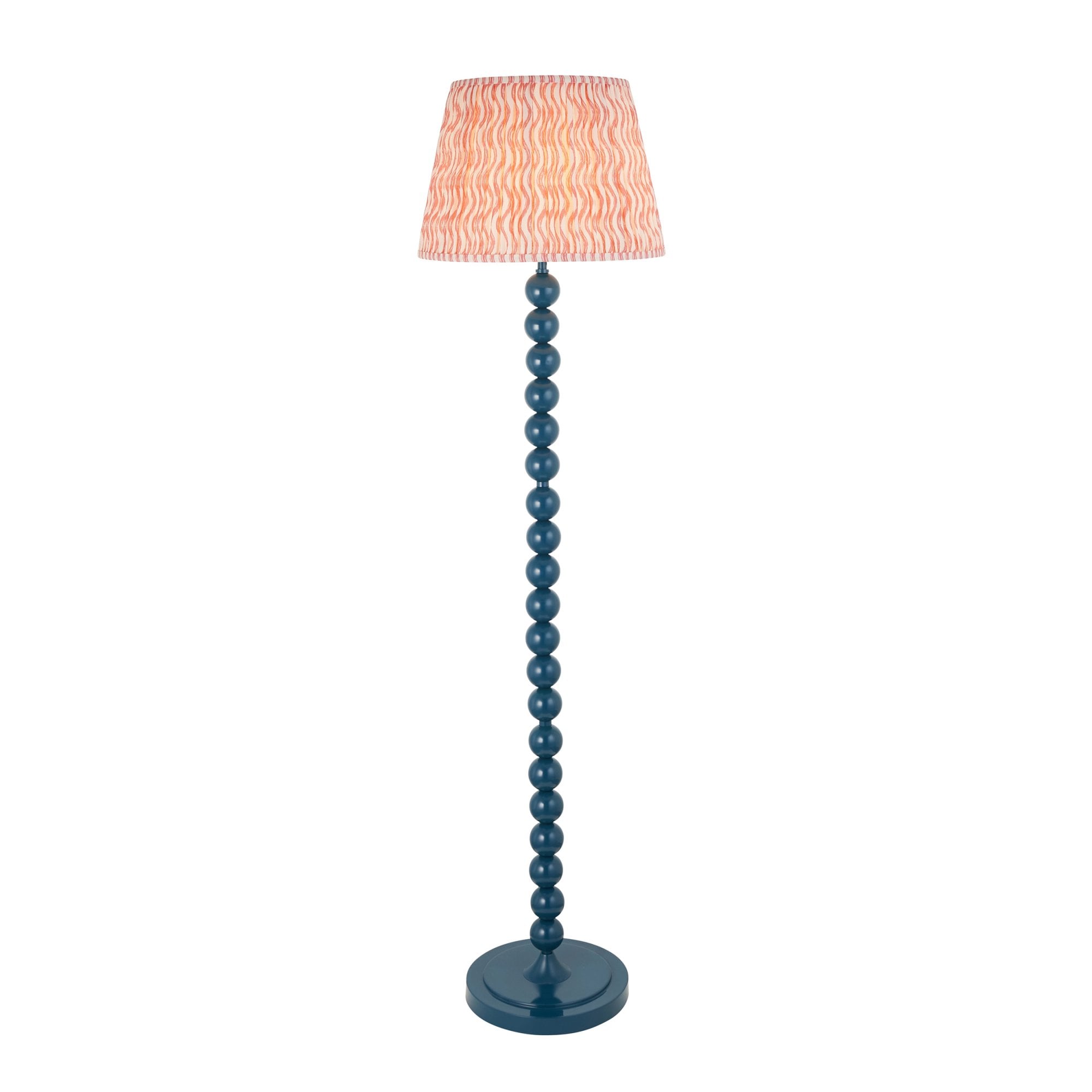 Endon Higgledy Gloss Marlin Blue Floor Lamp & Ripple 40cm Coral Pink Shade