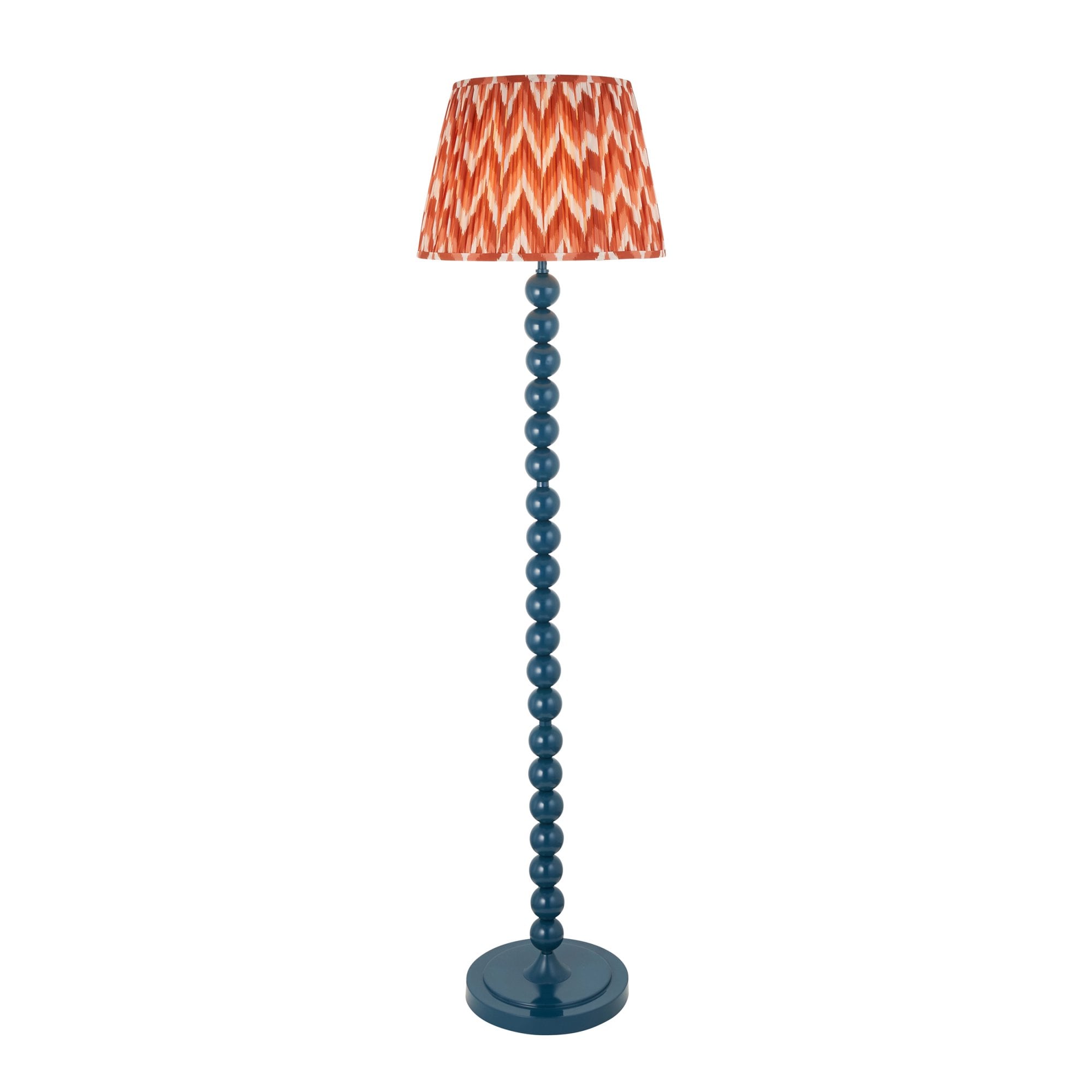 Endon Higgledy Gloss Marlin Blue Floor Lamp & Zigzag 40cm Apricot Orange Shade