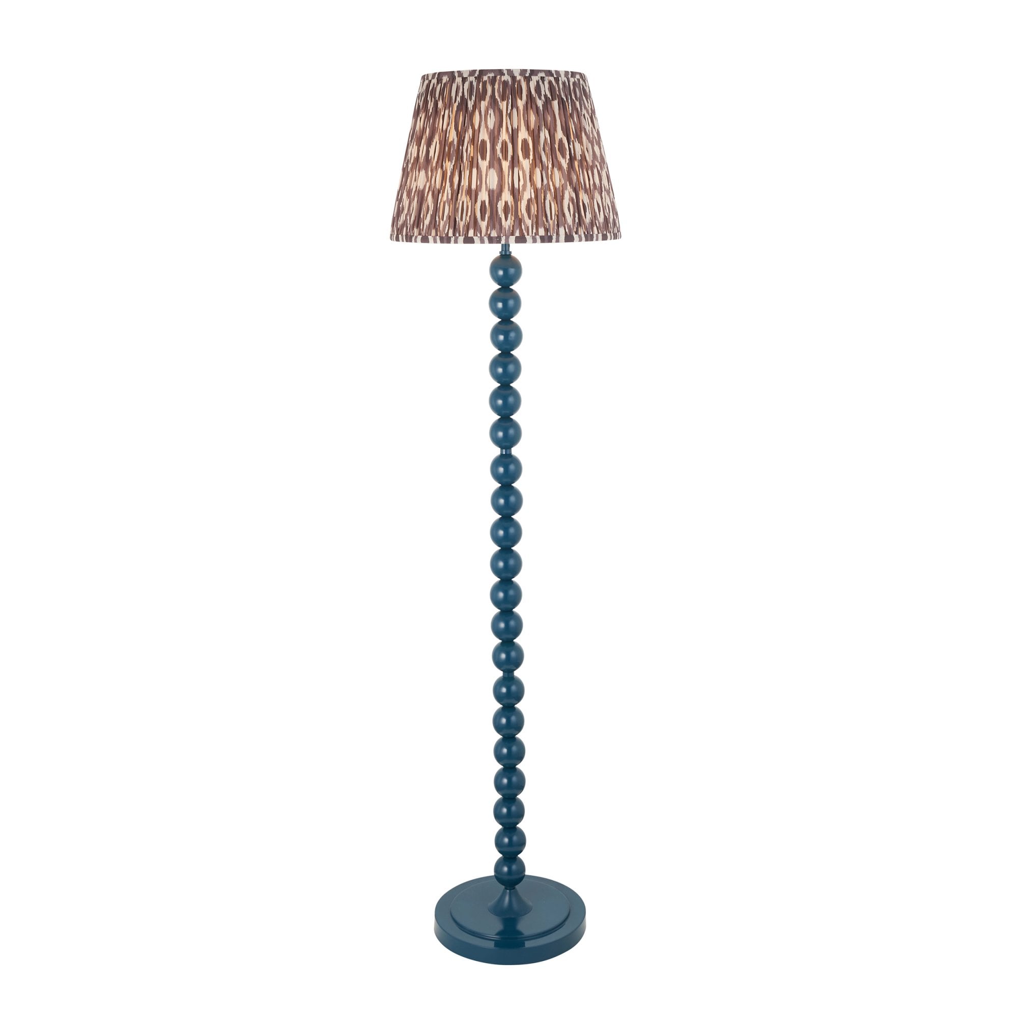 Endon Higgledy Gloss Marlin Blue Floor Lamp & Ikat 40cm Pearl Grey Shade