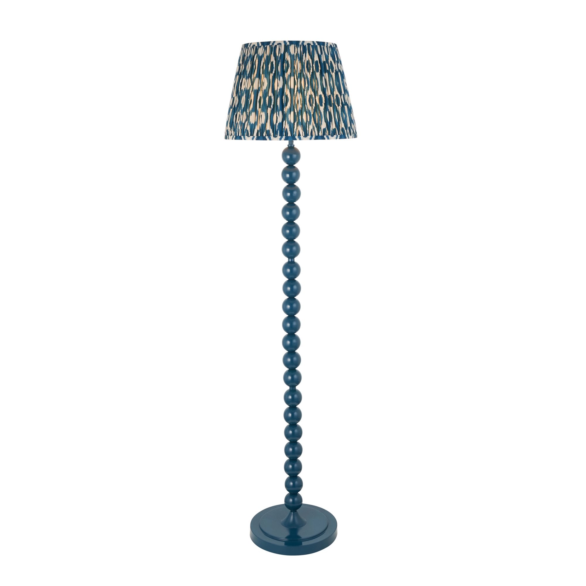 Endon Higgledy Gloss Marlin Blue Floor Lamp & Ikat 40cm Marlin Blue Shade