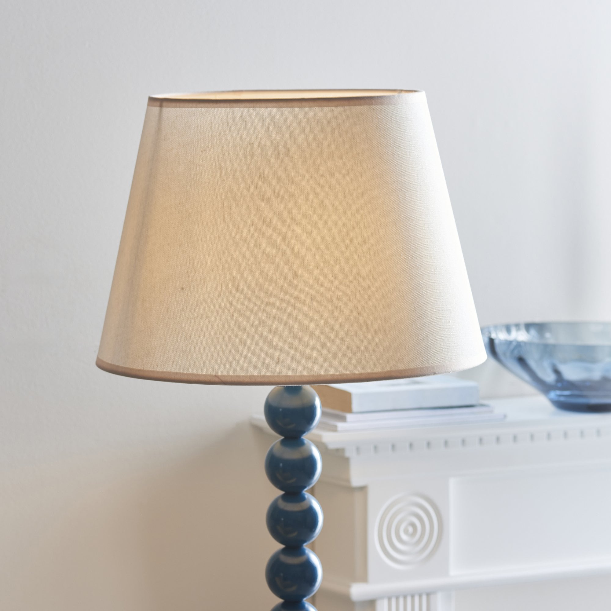 Endon Higgledy Gloss Marlin Blue Floor Lamp & Ivy 40cm Vintage White Shade
