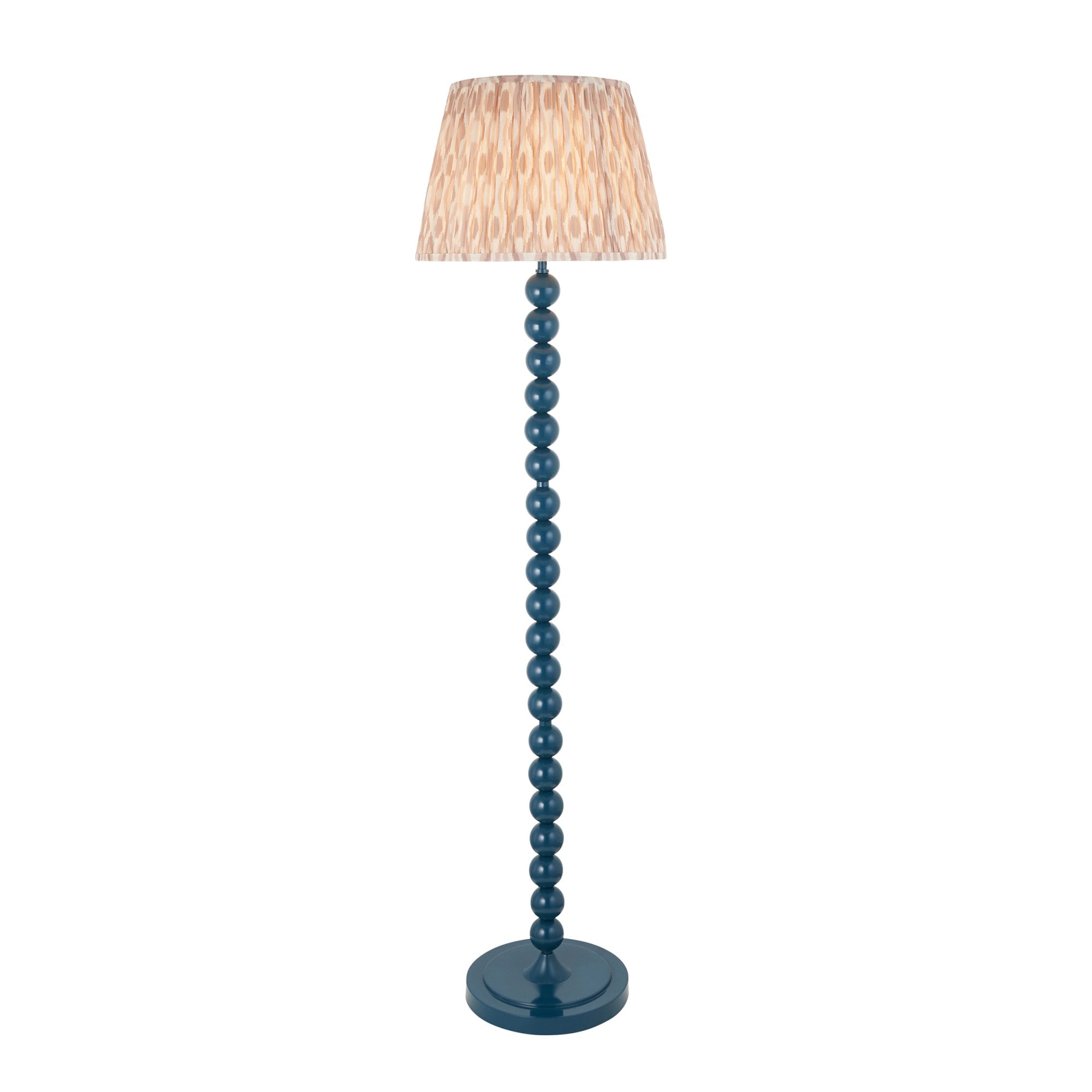 Endon Higgledy Gloss Marlin Blue Floor Lamp & Ikat 40cm Neutral Shade