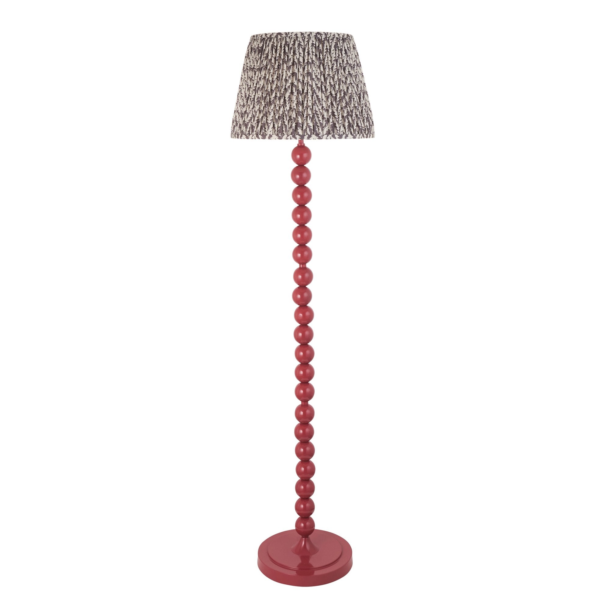 Endon Higgledy Gloss Pink Clay Floor Lamp & Leaf 40cm Pearl Grey Shade