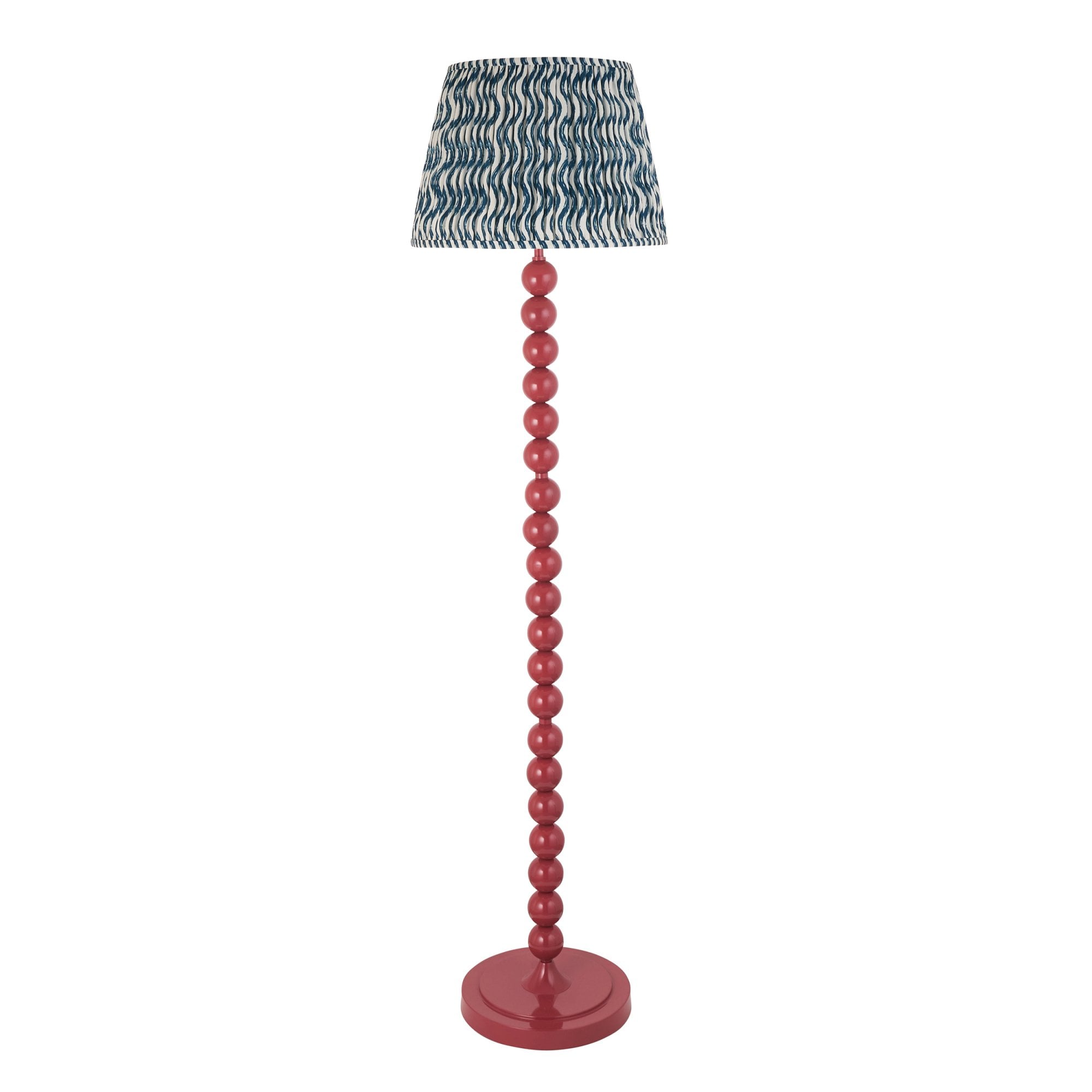 Endon Higgledy Gloss Pink Clay Floor Lamp & Ripple 40cm Marlin Blue Shade