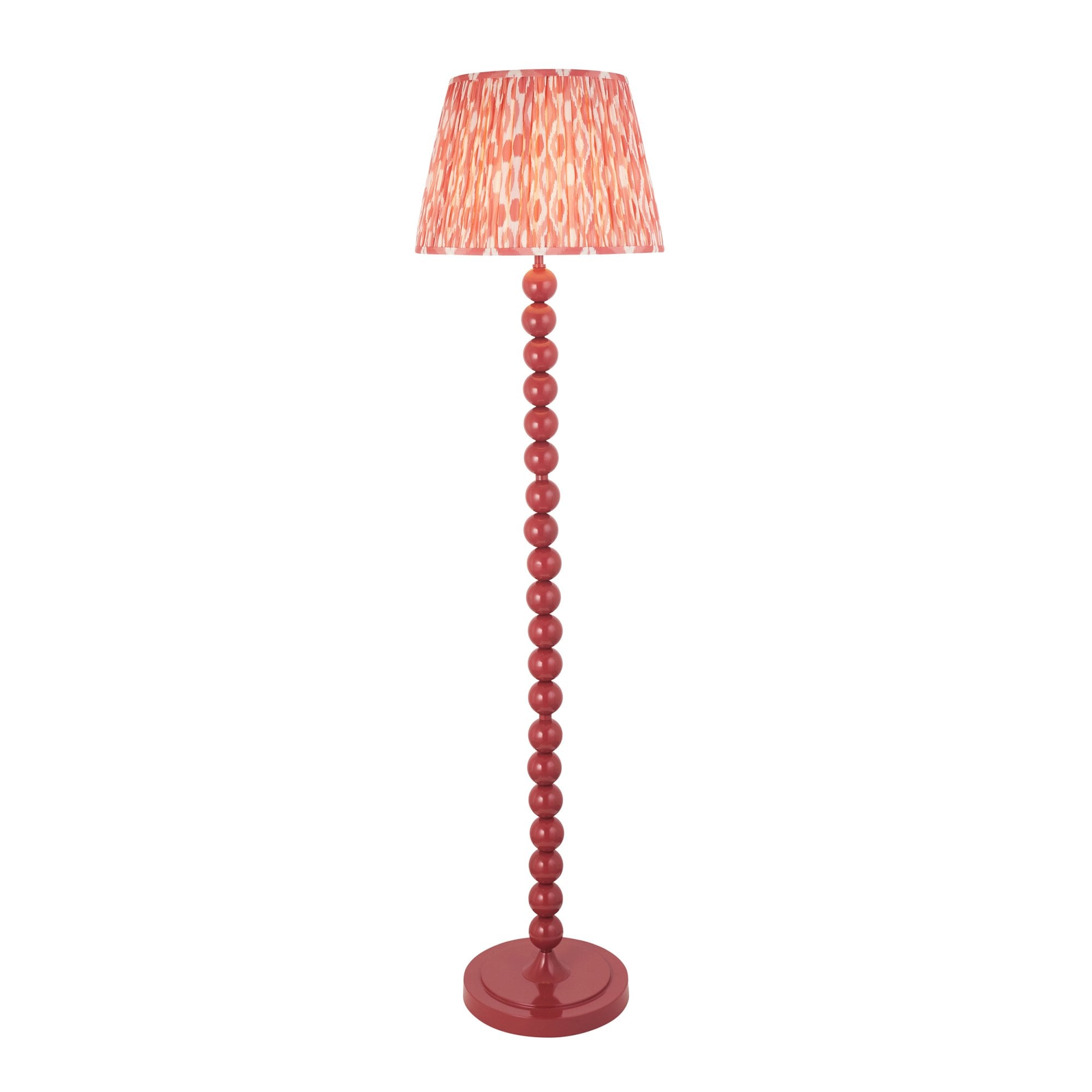 Endon Higgledy Gloss Pink Clay Floor Lamp & Ikat 40cm Coral Pink Shade