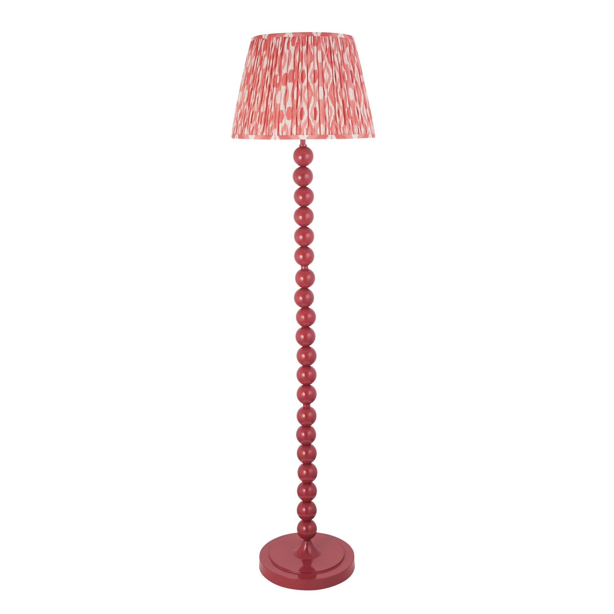 Endon Higgledy Gloss Pink Clay Floor Lamp & Ikat 40cm Coral Pink Shade