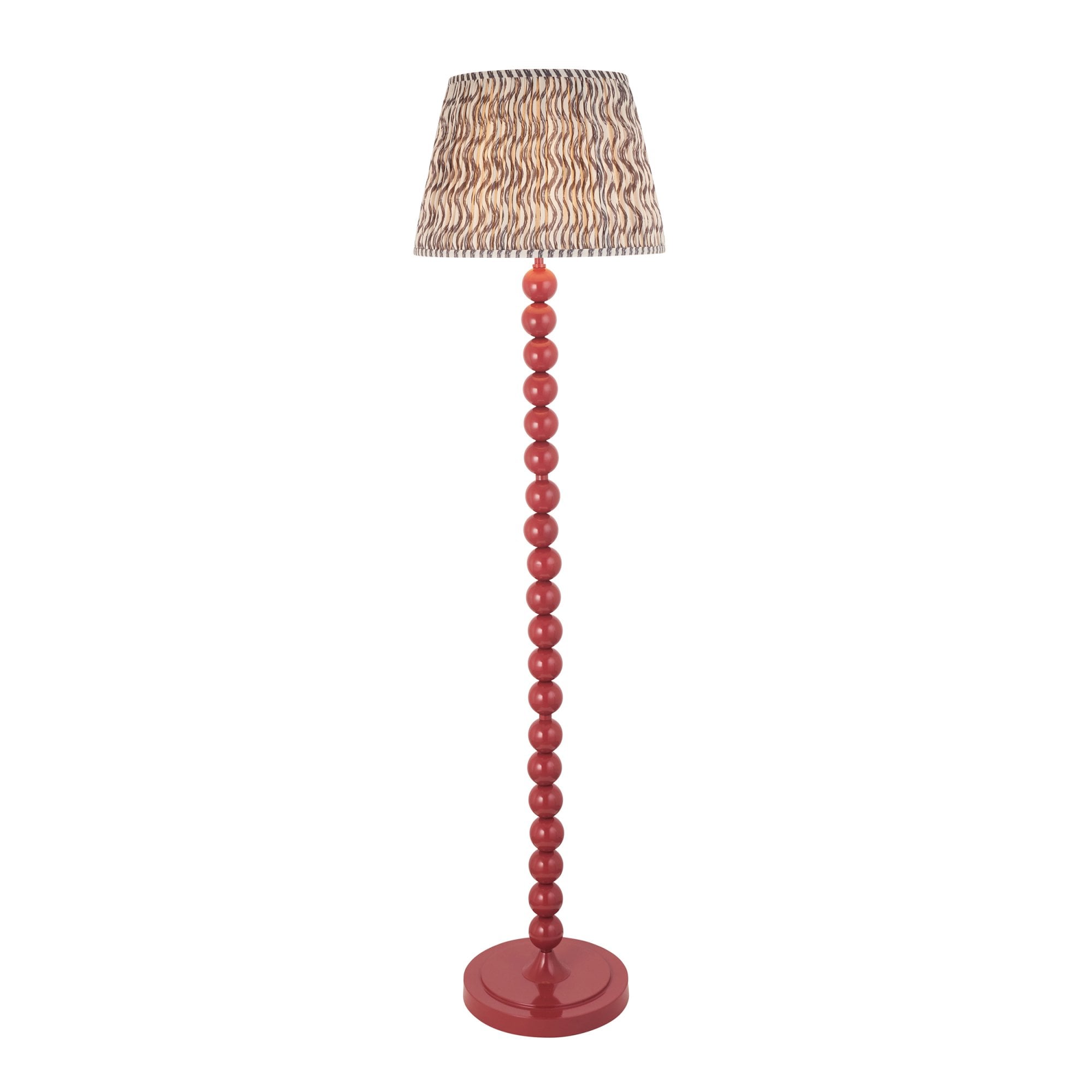 Endon Higgledy Gloss Pink Clay Floor Lamp & Ripple 40cm Pearl Grey Shade