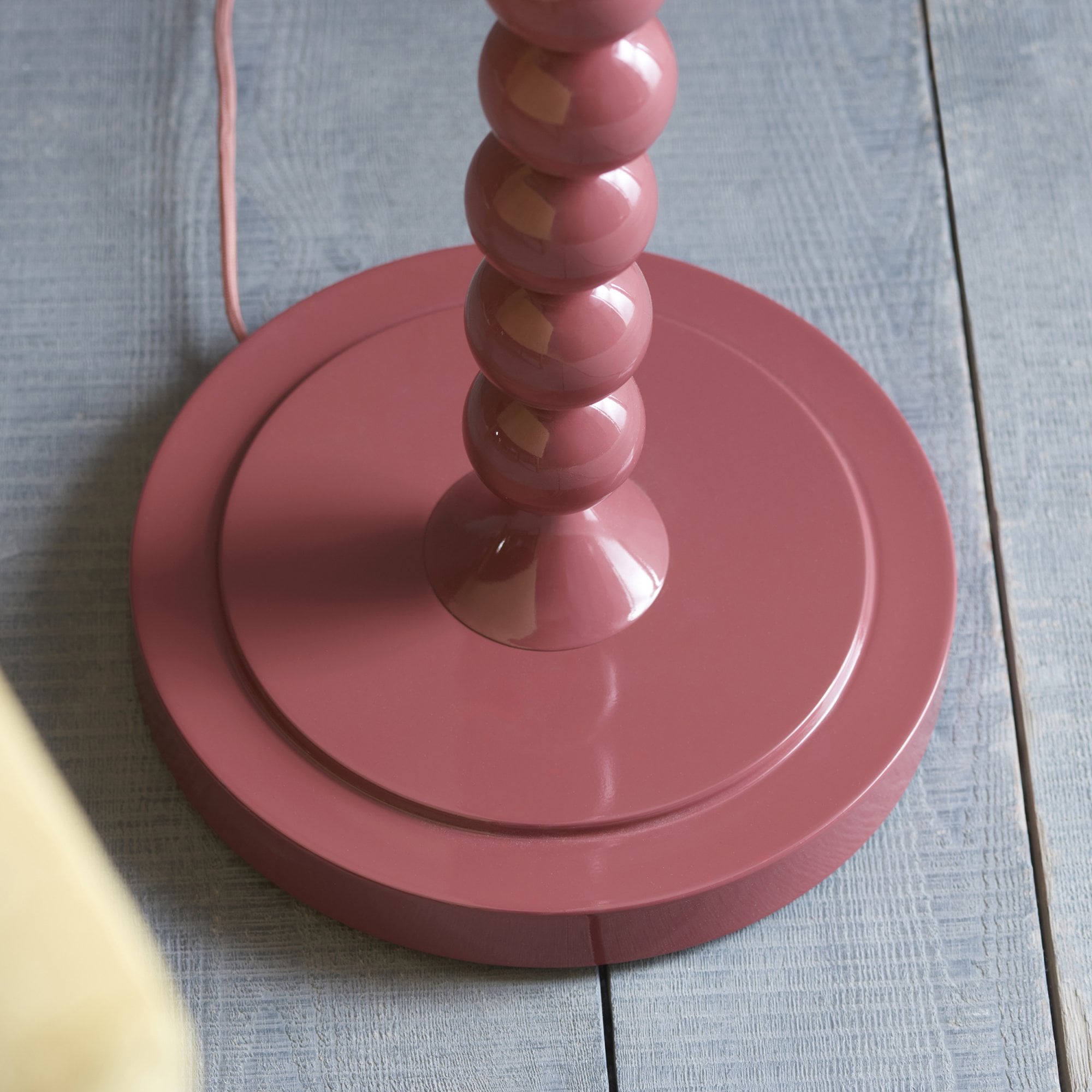 Endon Higgledy Gloss Pink Clay Floor Lamp & Ripple 40cm Pearl Grey Shade