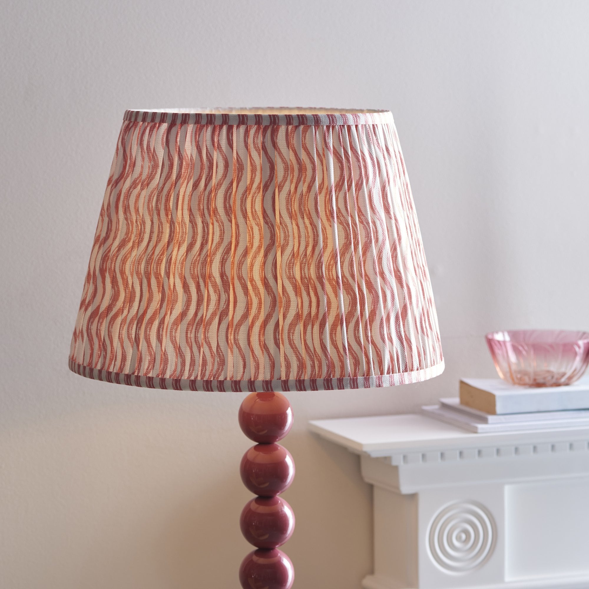 Endon Higgledy Gloss Pink Clay Floor Lamp & Ripple 40cm Coral Pink Shade