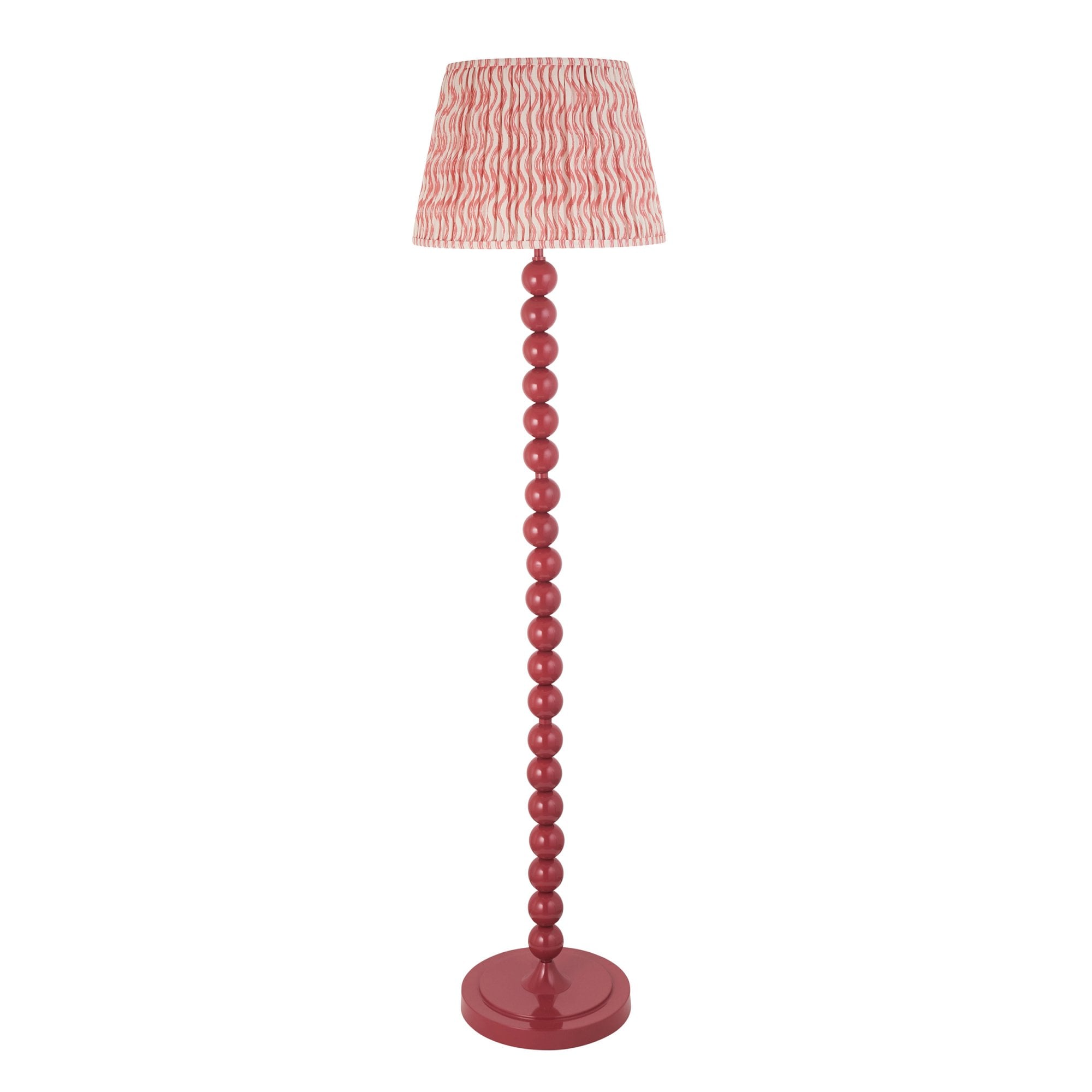 Endon Higgledy Gloss Pink Clay Floor Lamp & Ripple 40cm Coral Pink Shade