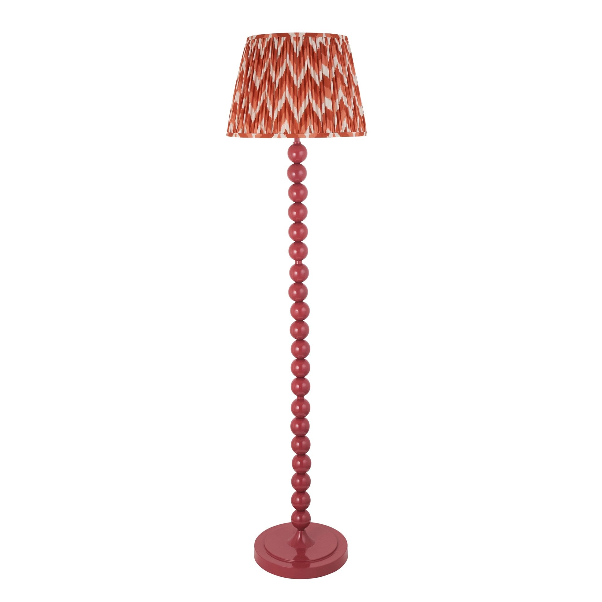 Endon Higgledy Gloss Pink Clay Floor Lamp & Zigzag 40cm Apricot Orange Shade