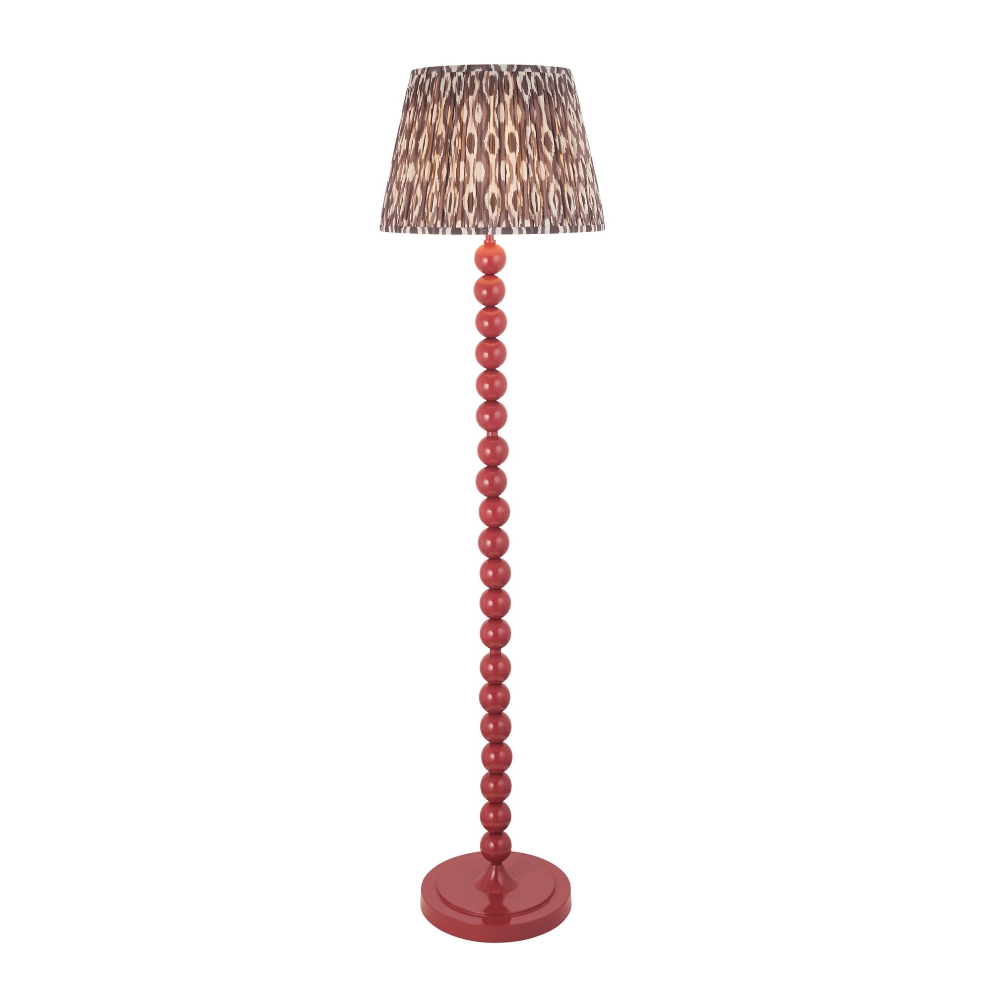 Endon Higgledy Gloss Pink Clay Floor Lamp & Ikat 40cm Pearl Grey Shade