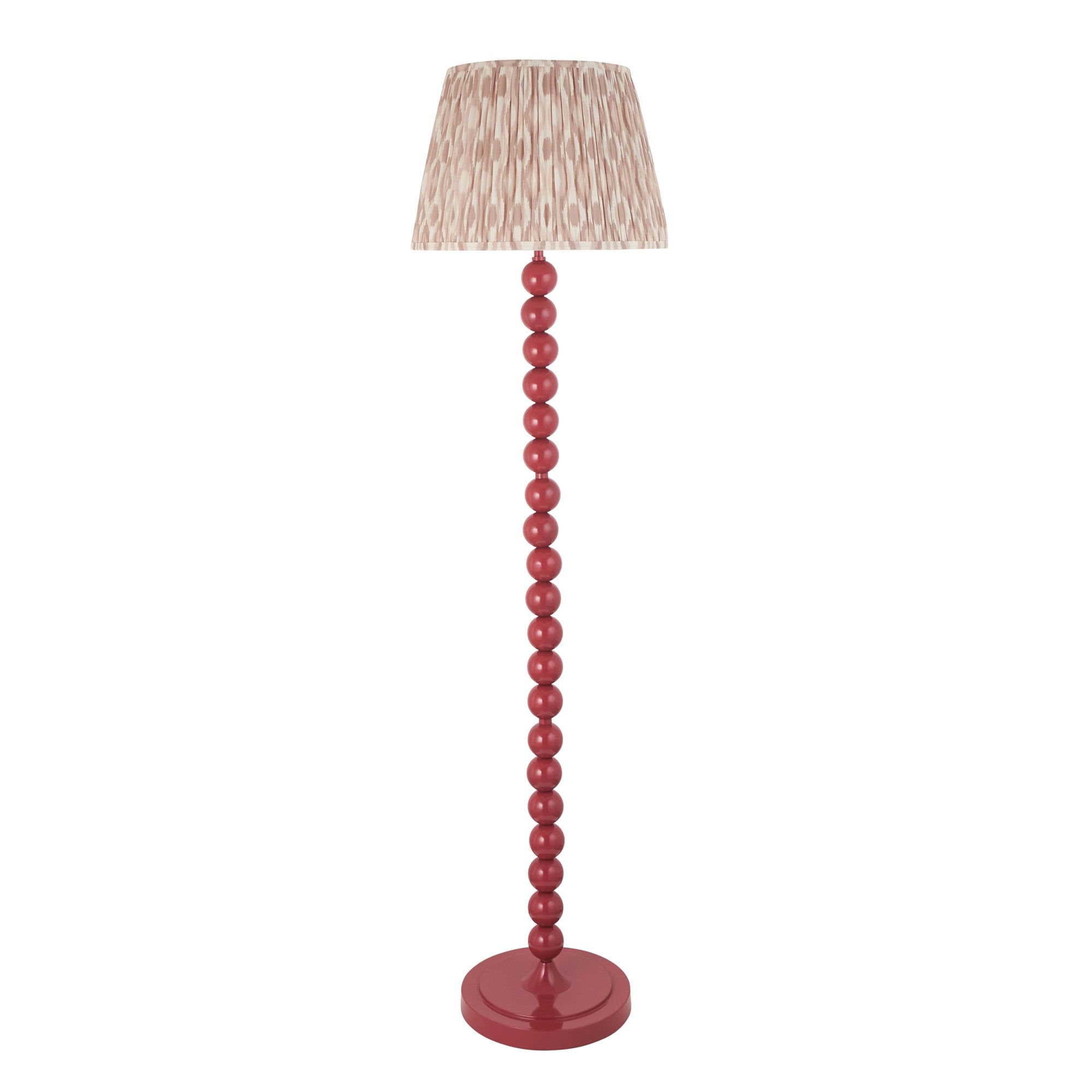 Endon Higgledy Gloss Pink Clay Floor Lamp & Ikat 40cm Neutral Shade