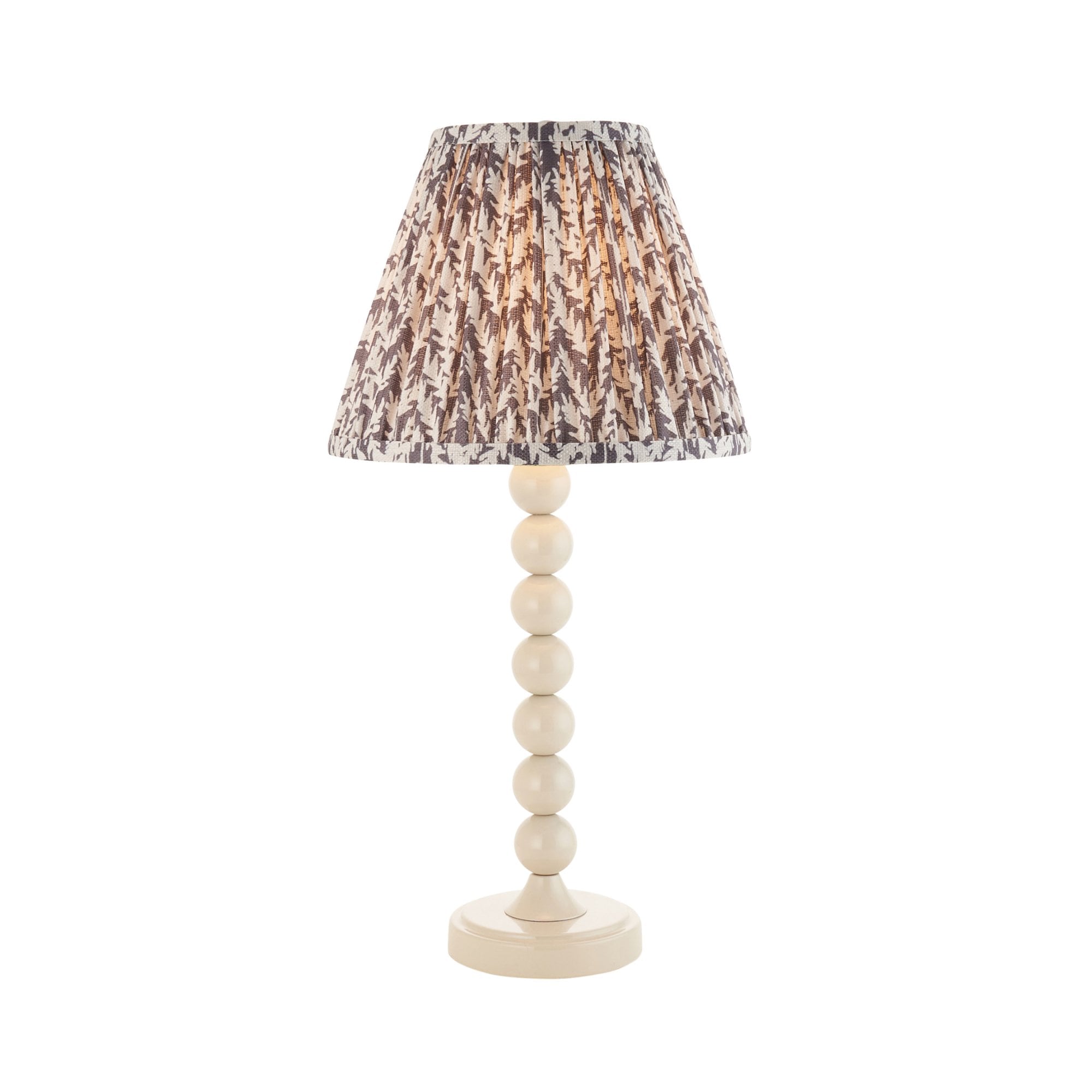 Endon Higgledy Gloss Almond White Table Lamp & Leaf 25cm Pearl Grey Shade