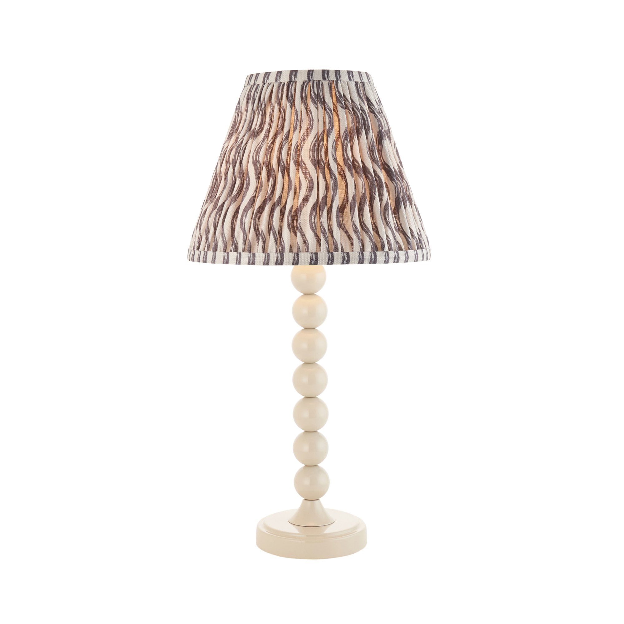 Endon Higgledy Gloss Almond White Table Lamp & Ripple 25cm Pearl Grey Shade
