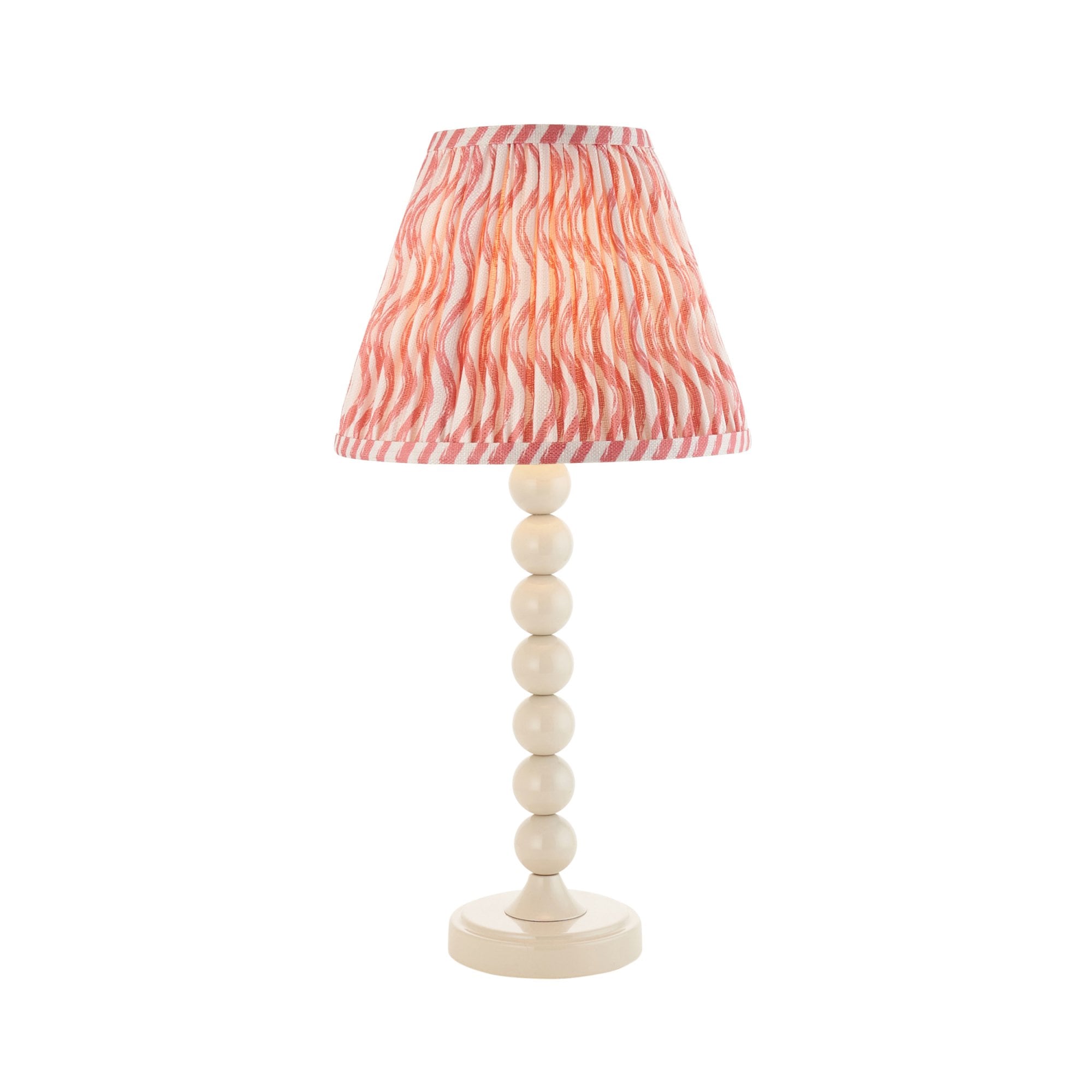 Endon Higgledy Gloss Almond White Table Lamp & Ripple 25cm Coral Pink Shade