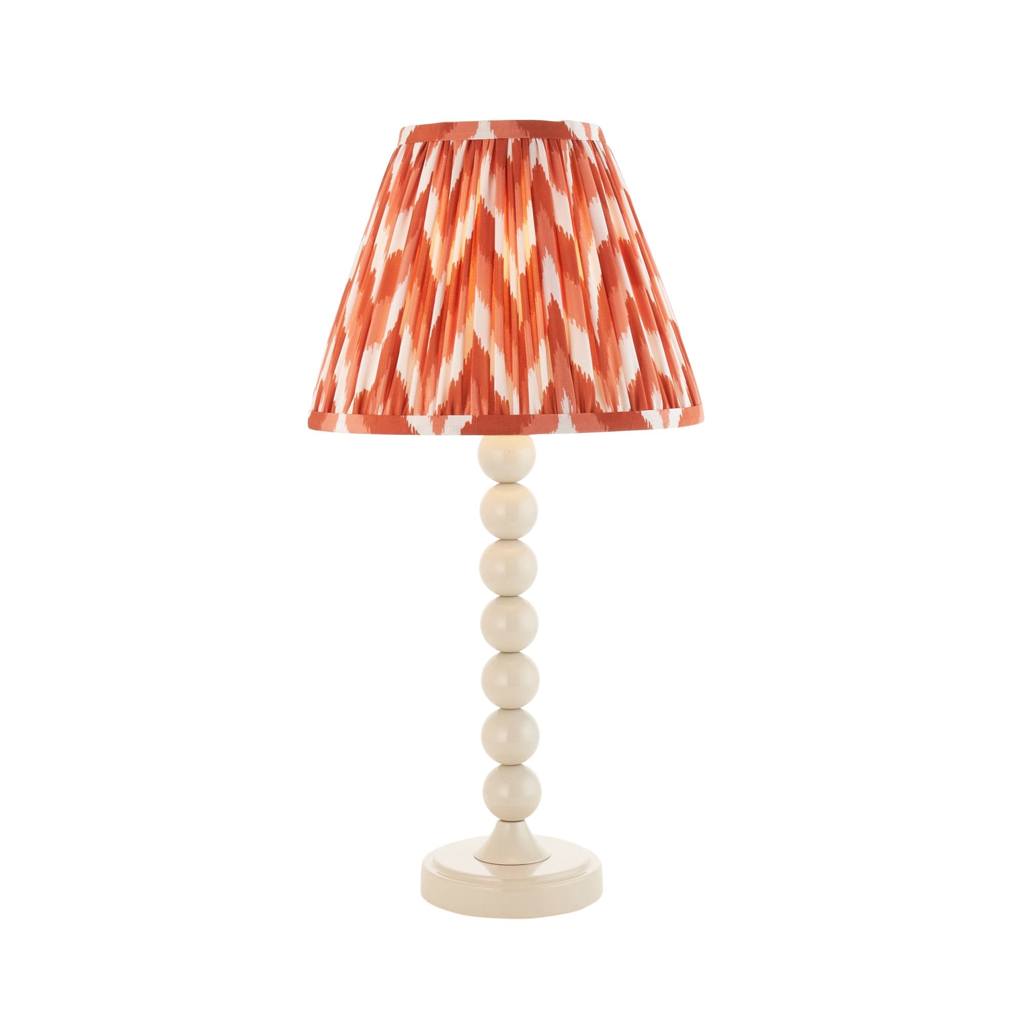 Endon Higgledy Gloss Almond White Table Lamp & Zigzag 25cm Apricot Orange Shade