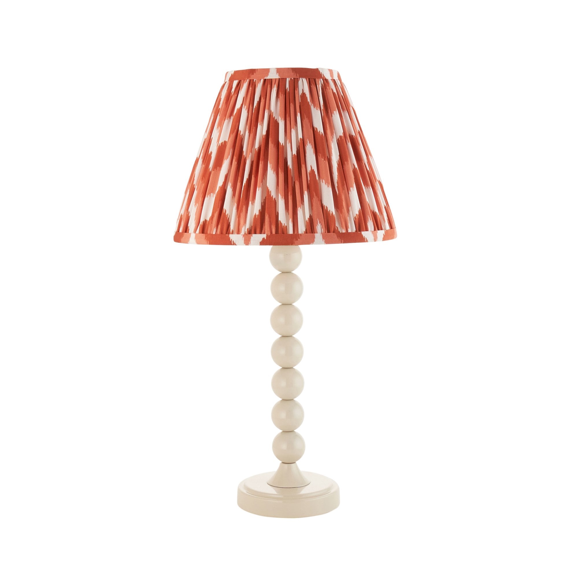 Endon Higgledy Gloss Almond White Table Lamp & Zigzag 25cm Apricot Orange Shade