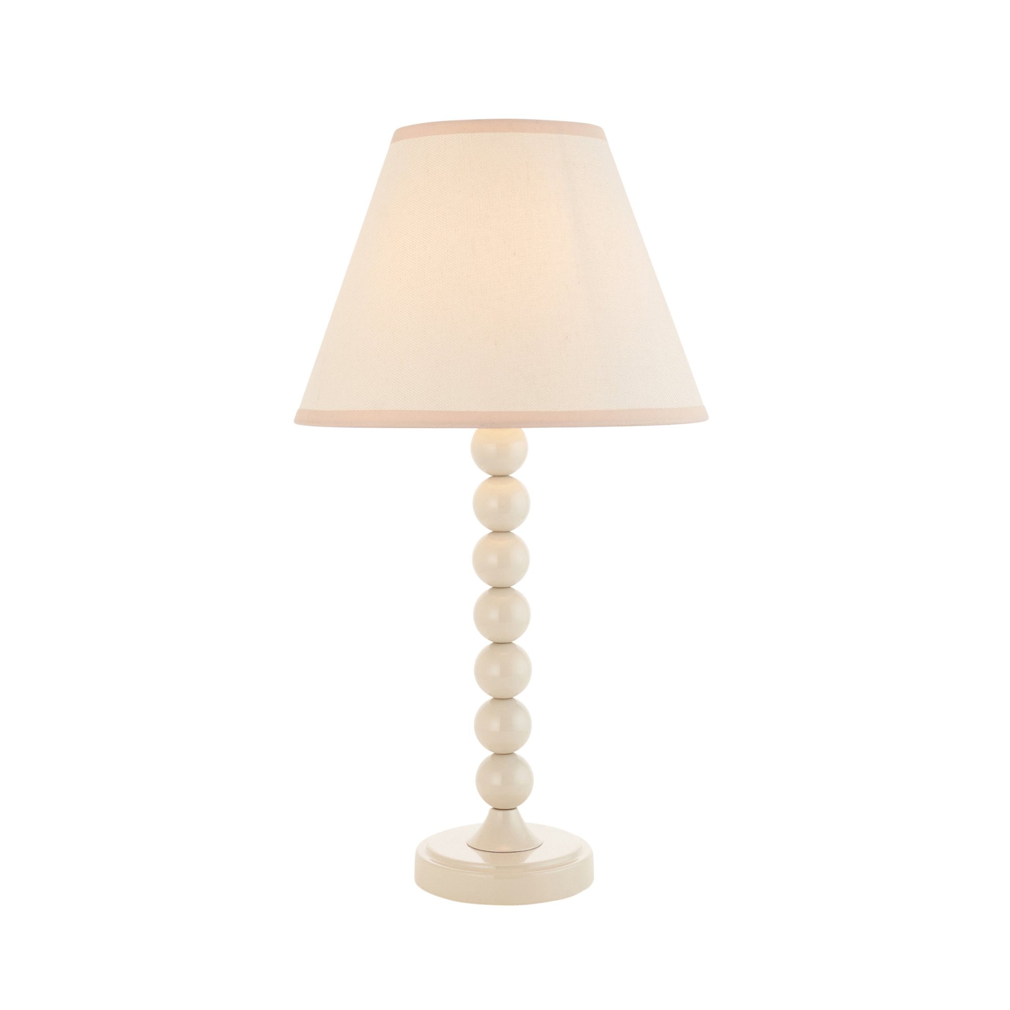 Endon Higgledy Gloss Almond White Table Lamp & Ivy 25cm Vintage White Shade