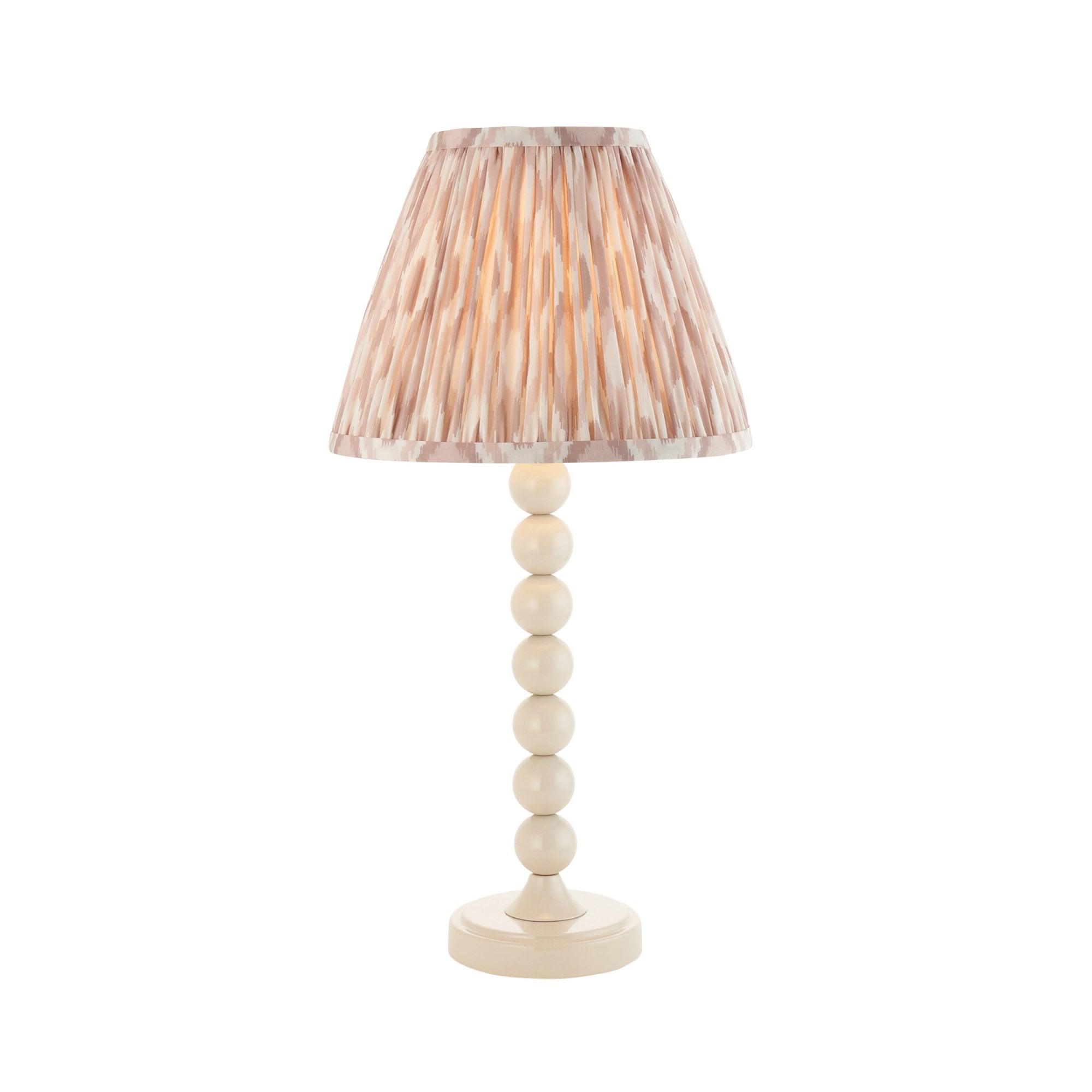 Endon Higgledy Gloss Almond White  Table Lamp & Ikat 25cm Neutral Shade