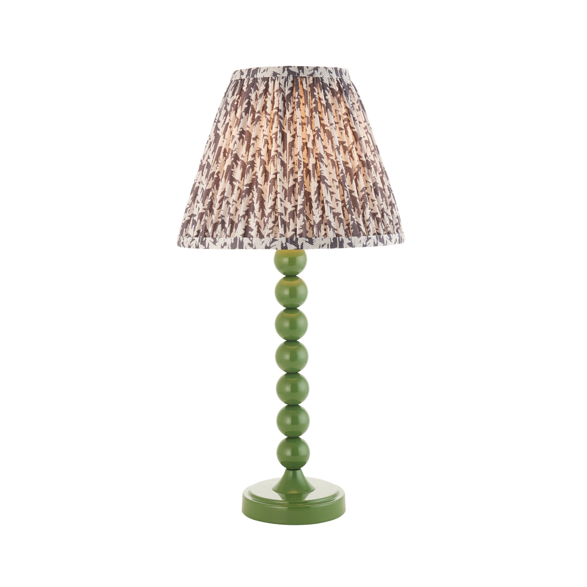 Endon Higgledy Gloss Cotswold Green Table Lamp & Leaf 25cm Pearl Grey Shade