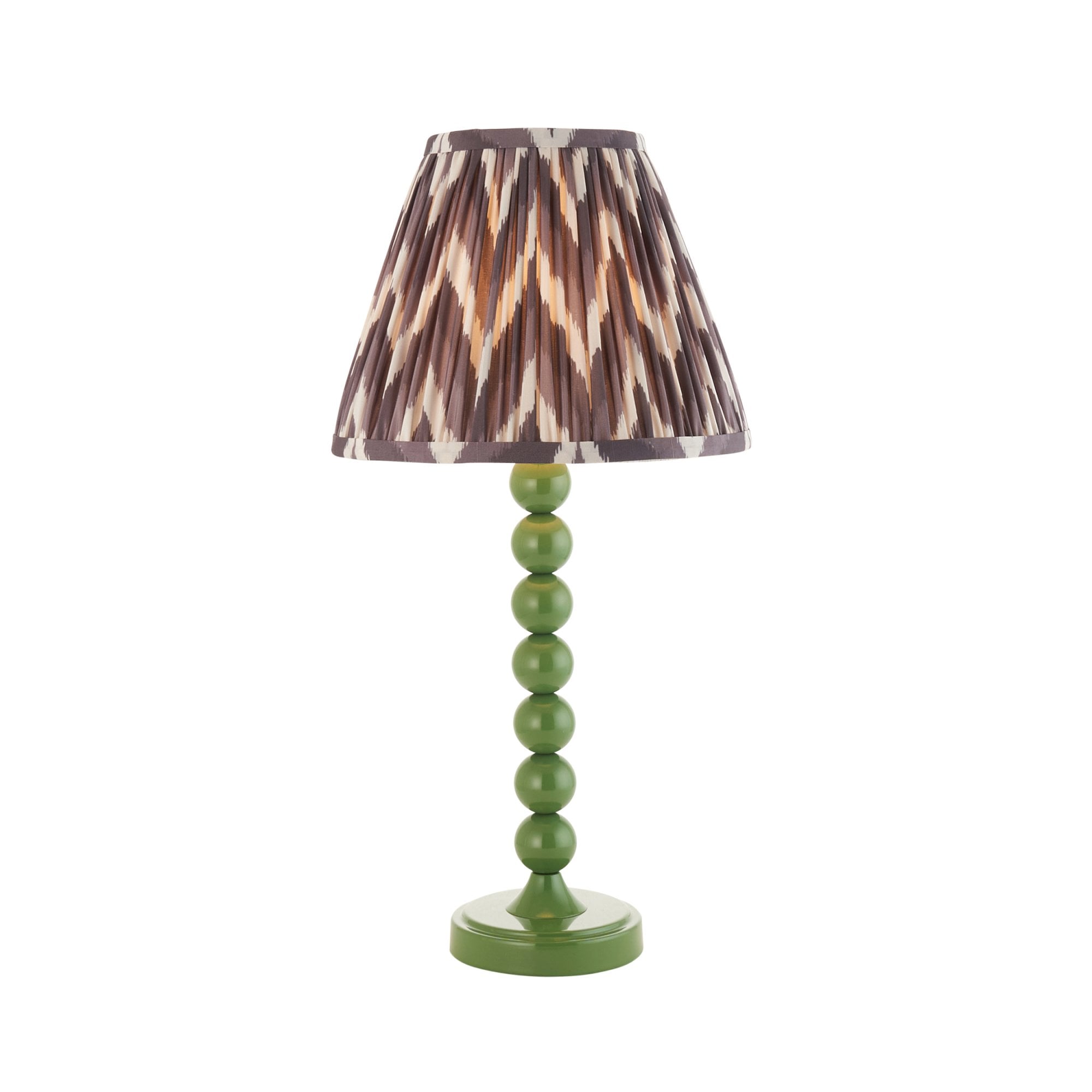 Endon Higgledy Gloss Cotswold Green Table Lamp & Zigzag 25cm Pearl Grey Shade