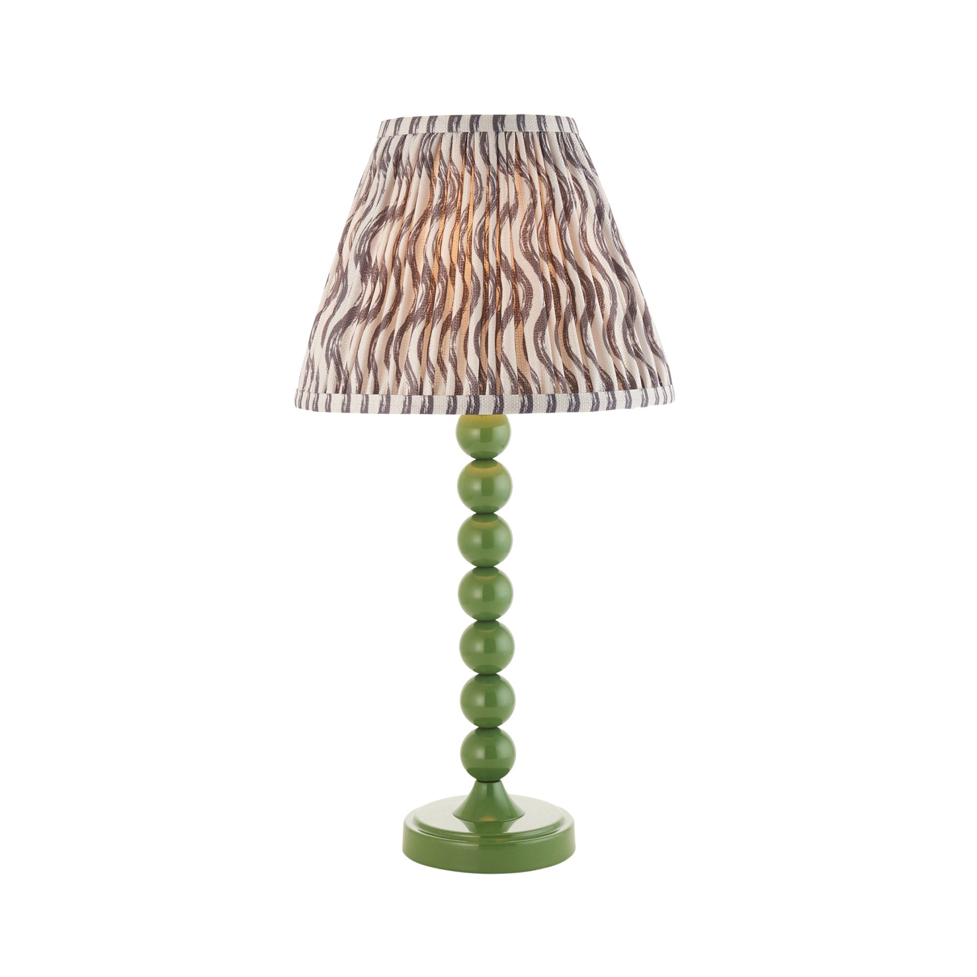 Endon Higgledy Gloss Cotswold Green Table Lamp & Ripple 25cm Pearl Grey Shade