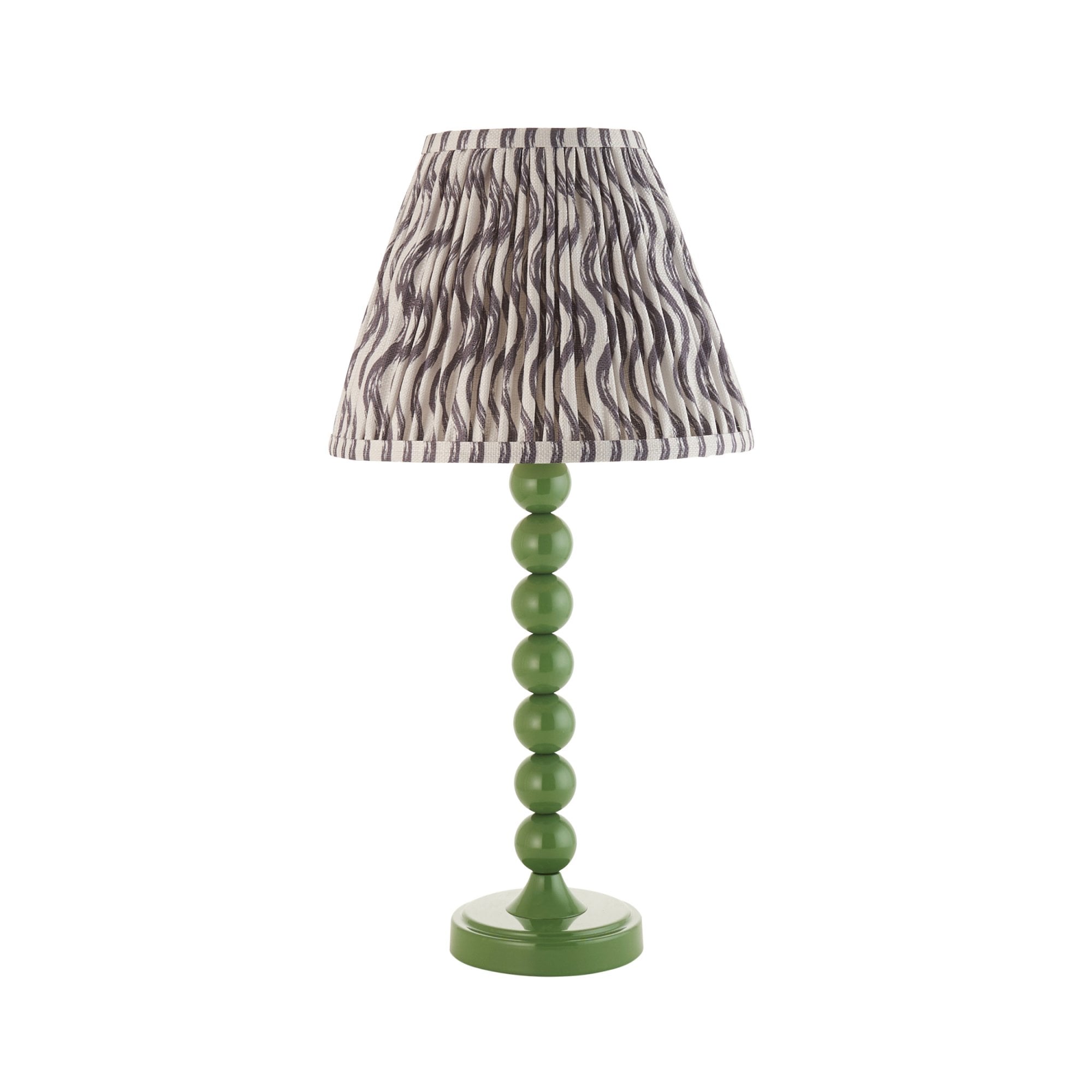 Endon Higgledy Gloss Cotswold Green Table Lamp & Ripple 25cm Pearl Grey Shade