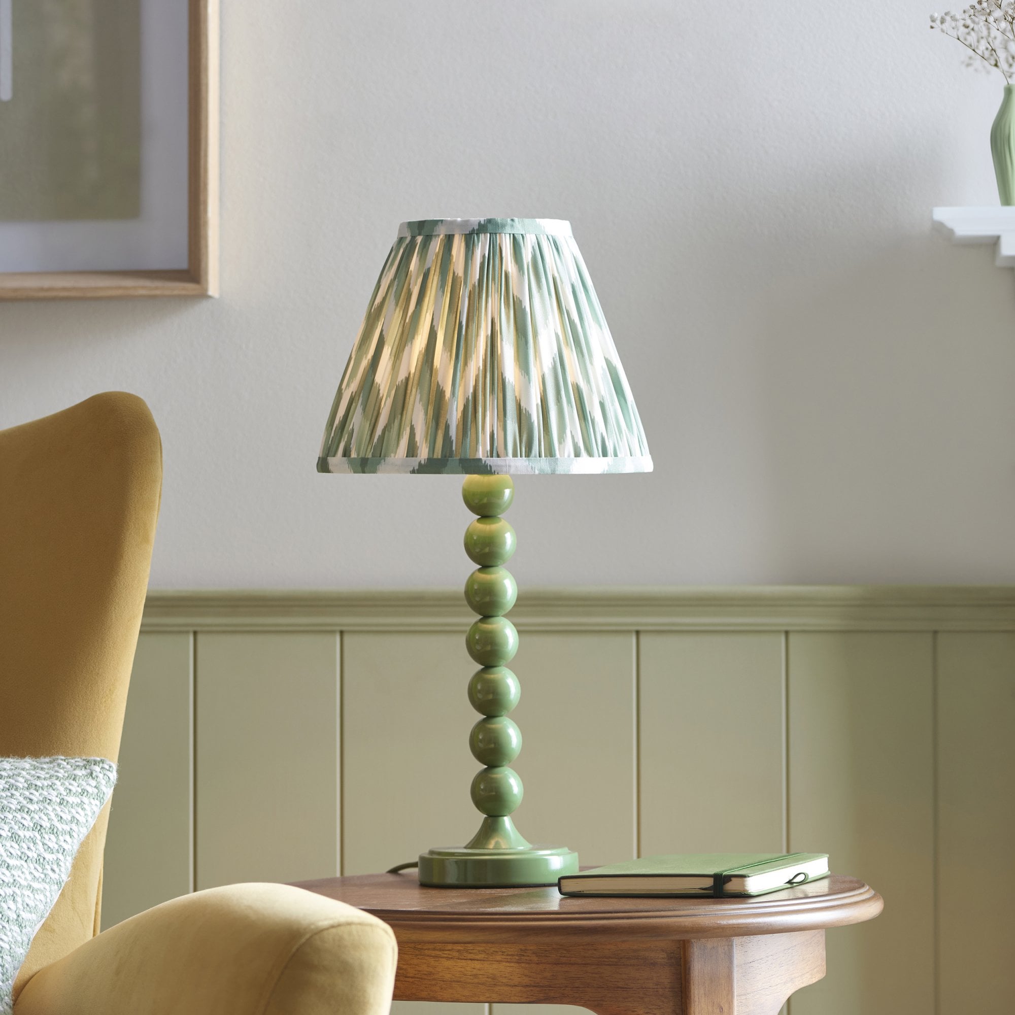 Endon Higgledy Gloss Cotswold Green Table Lamp & Zigzag 25cm Cotswold Green Shade
