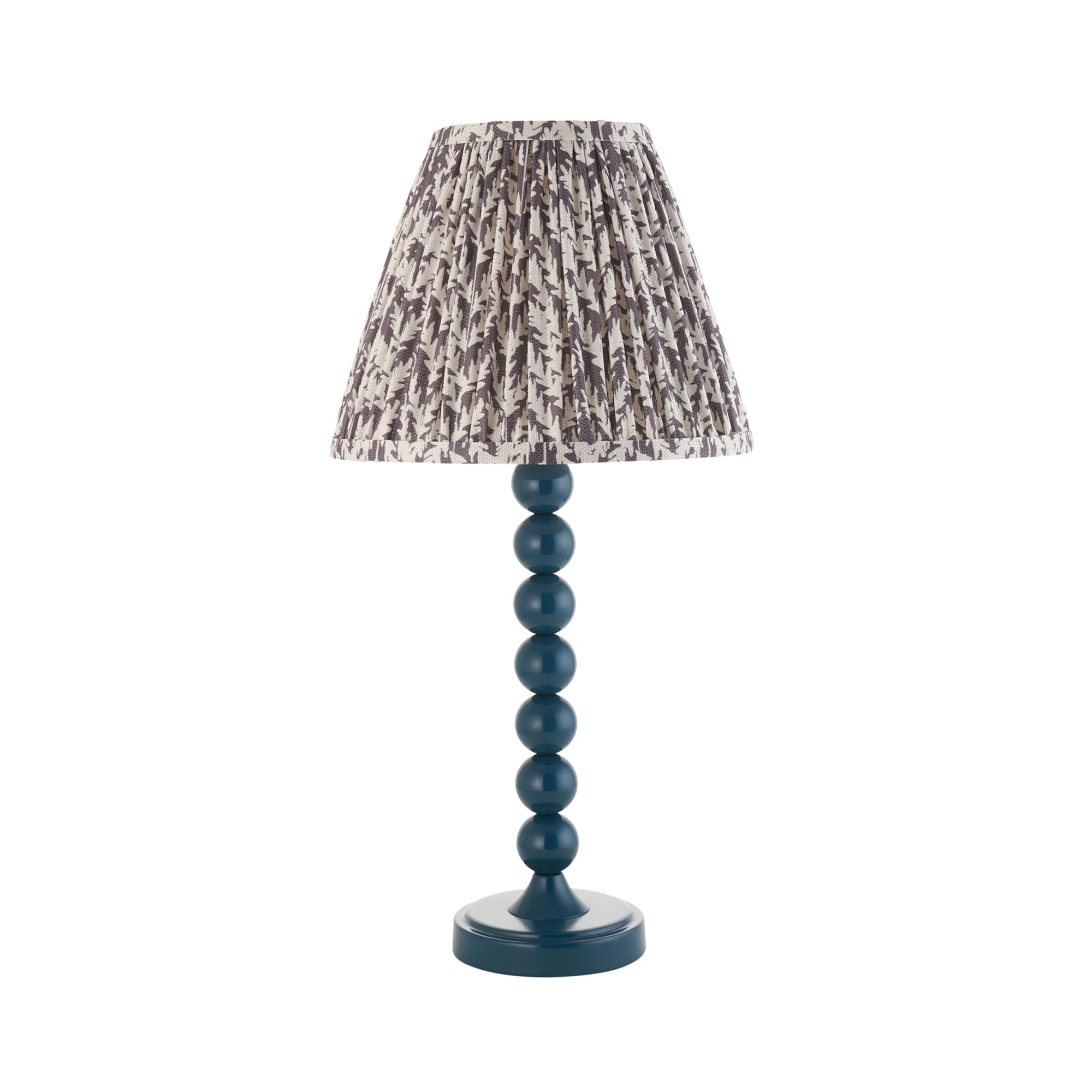 Endon Higgledy Gloss Marlin Blue Table Lamp & Leaf 25cm Pearl Grey Shade
