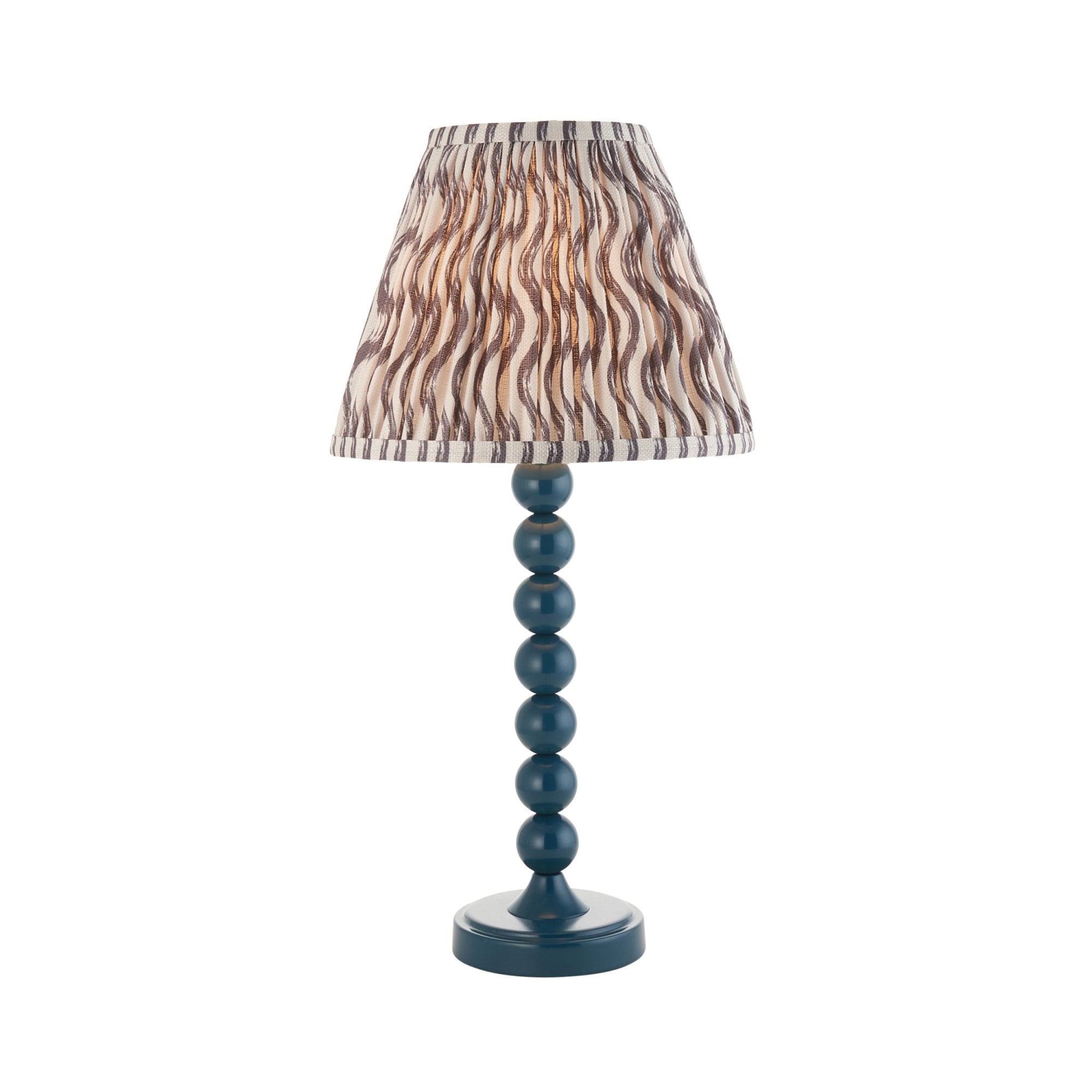 Endon Higgledy Gloss Marlin Blue Table Lamp & Ripple 25cm Pearl Grey Shade