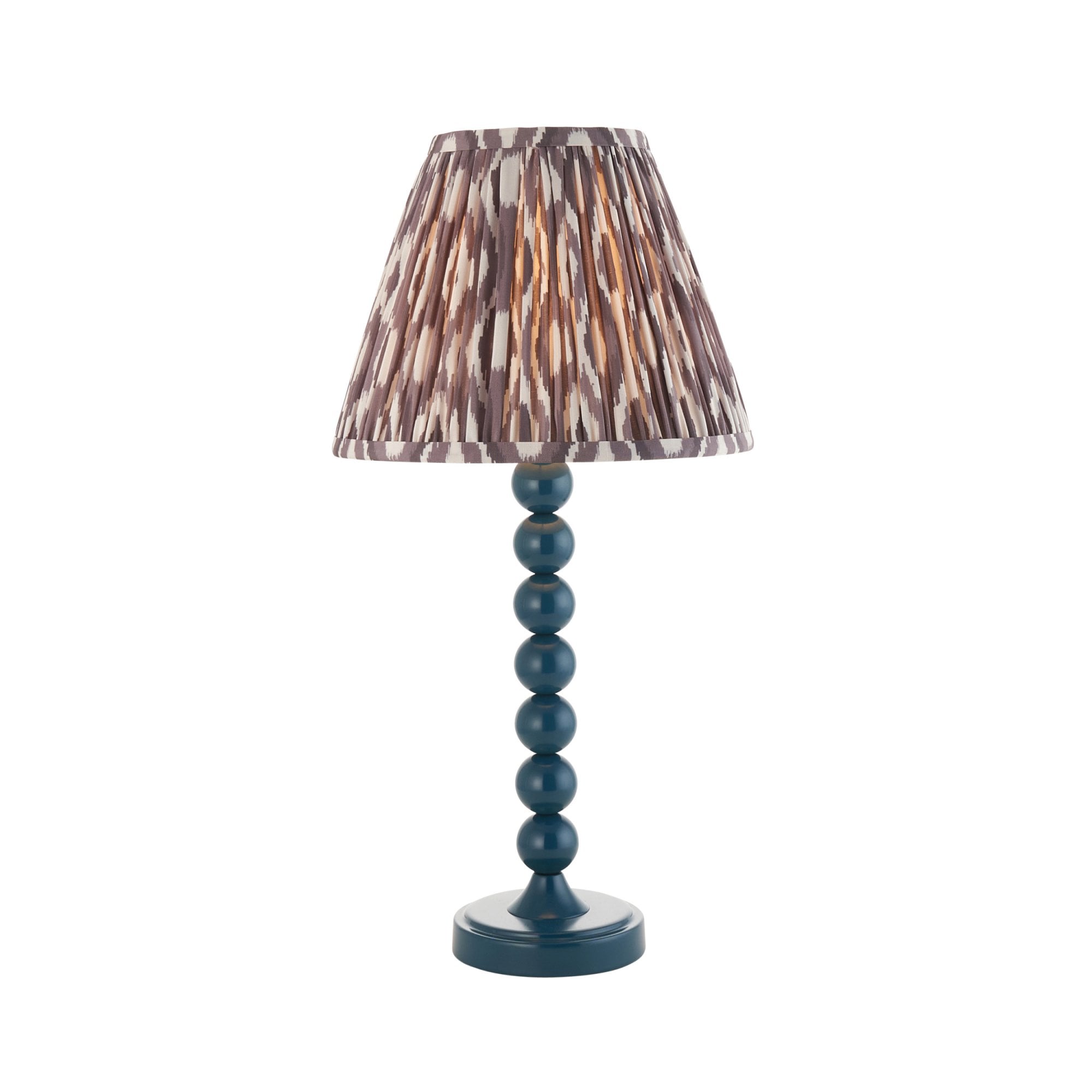 Endon Higgledy Gloss Marlin Blue Table Lamp & Ikat 25cm Pearl Grey Shade