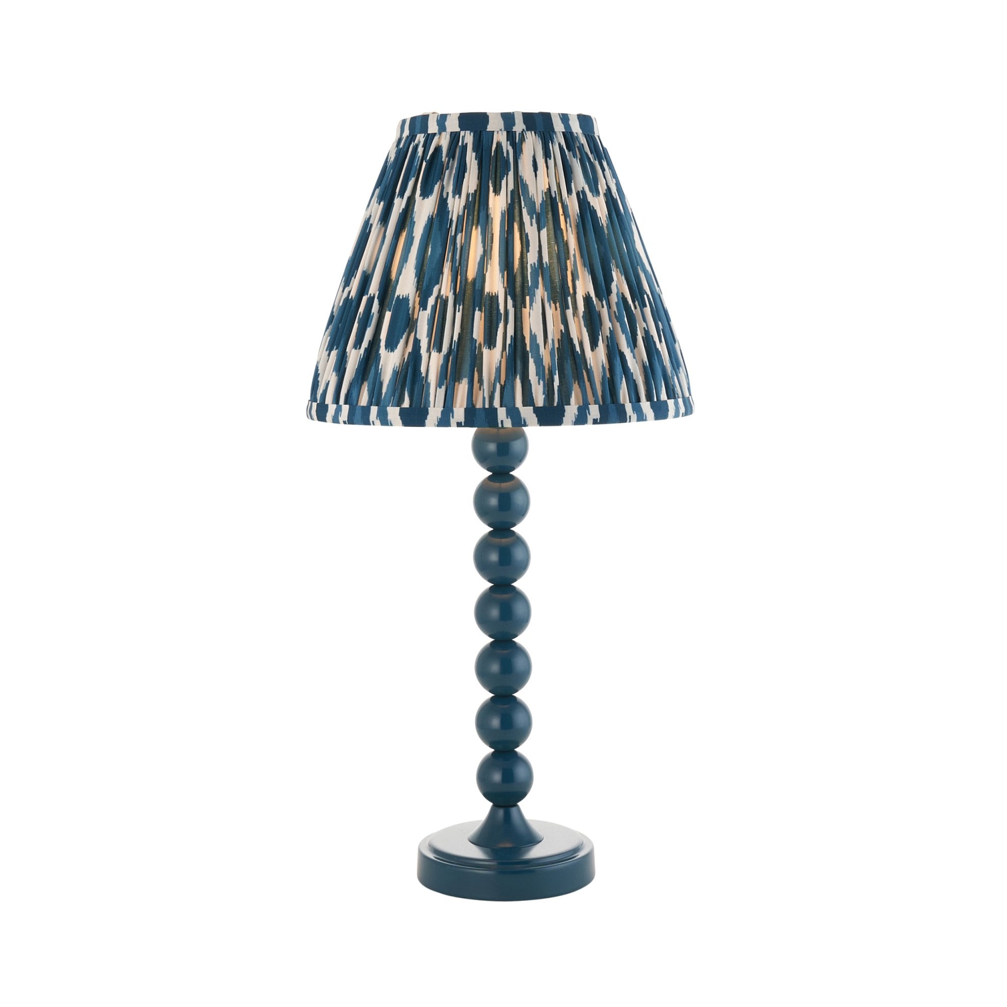 Endon Higgledy Gloss Marlin Blue Table Lamp & Ikat 25cm Marlin Blue Shade