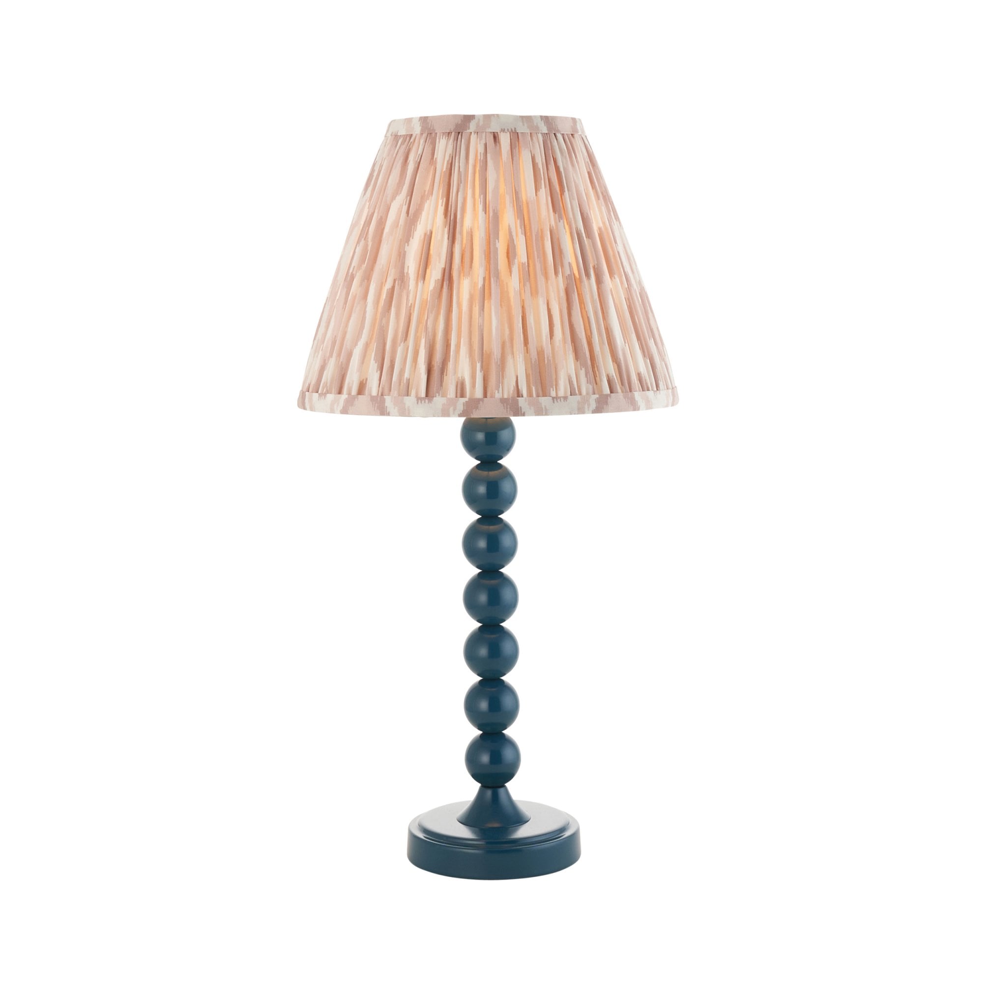 Endon Higgledy Gloss Marlin Blue Table Lamp & Ikat 25cm Neutral Shade