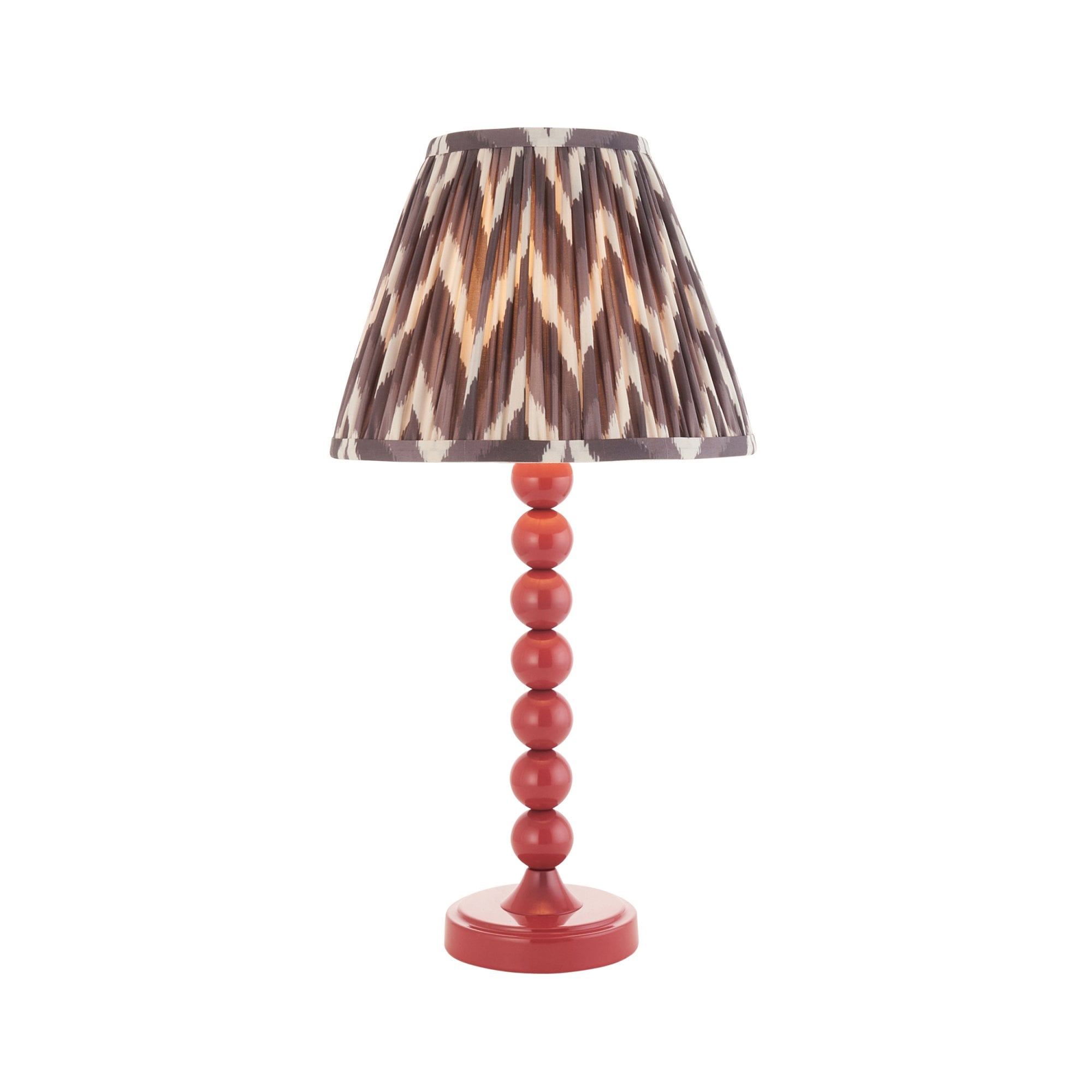 Endon Higgledy Gloss Pink Clay Table Lamp & Zigzag 25cm Pearl Grey Shade