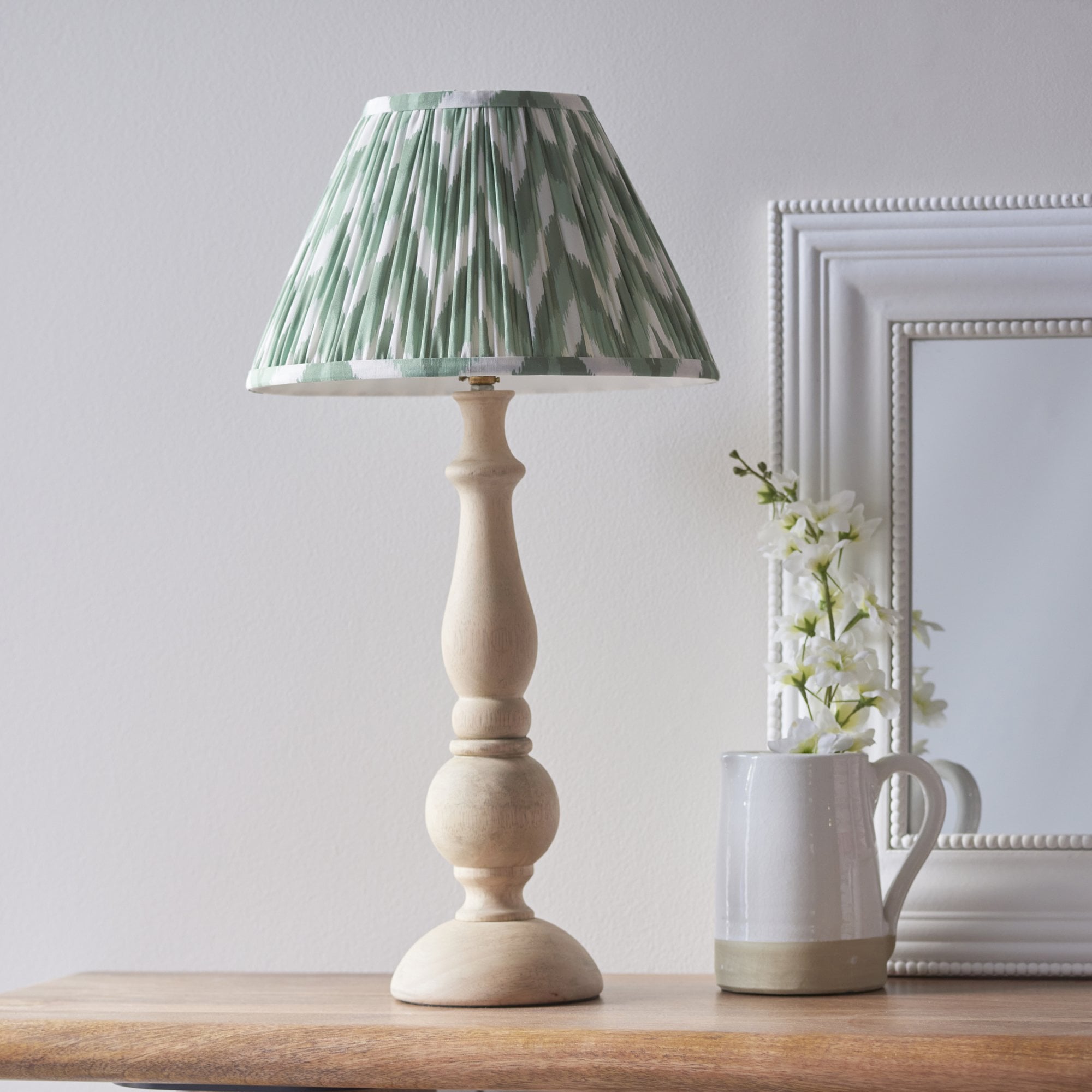 Endon Hidcote Table Lamp & Zigzag 30cm Cotswold Green Shade